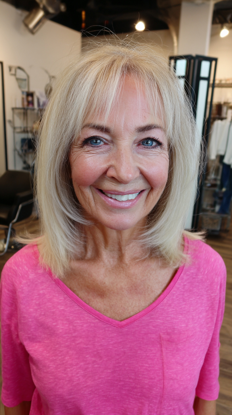 Chic Textured Long Bob with Soft Bangs