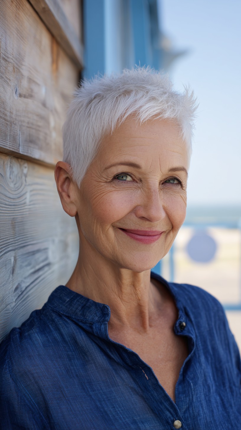 Chiseled Platinum Pixie with Feathered Micro-Fringe