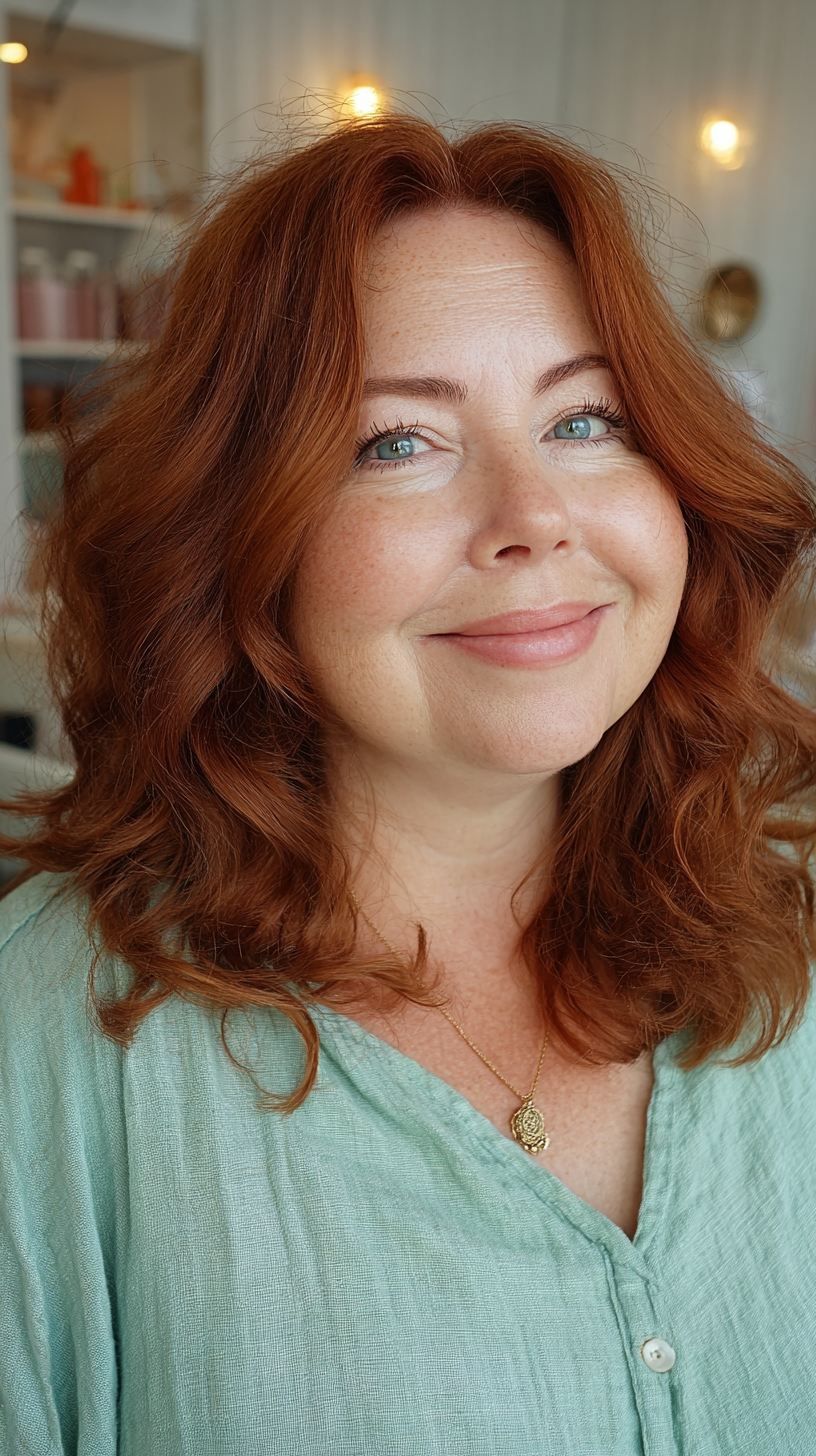 Radiant Copper Waves with Soft Layers