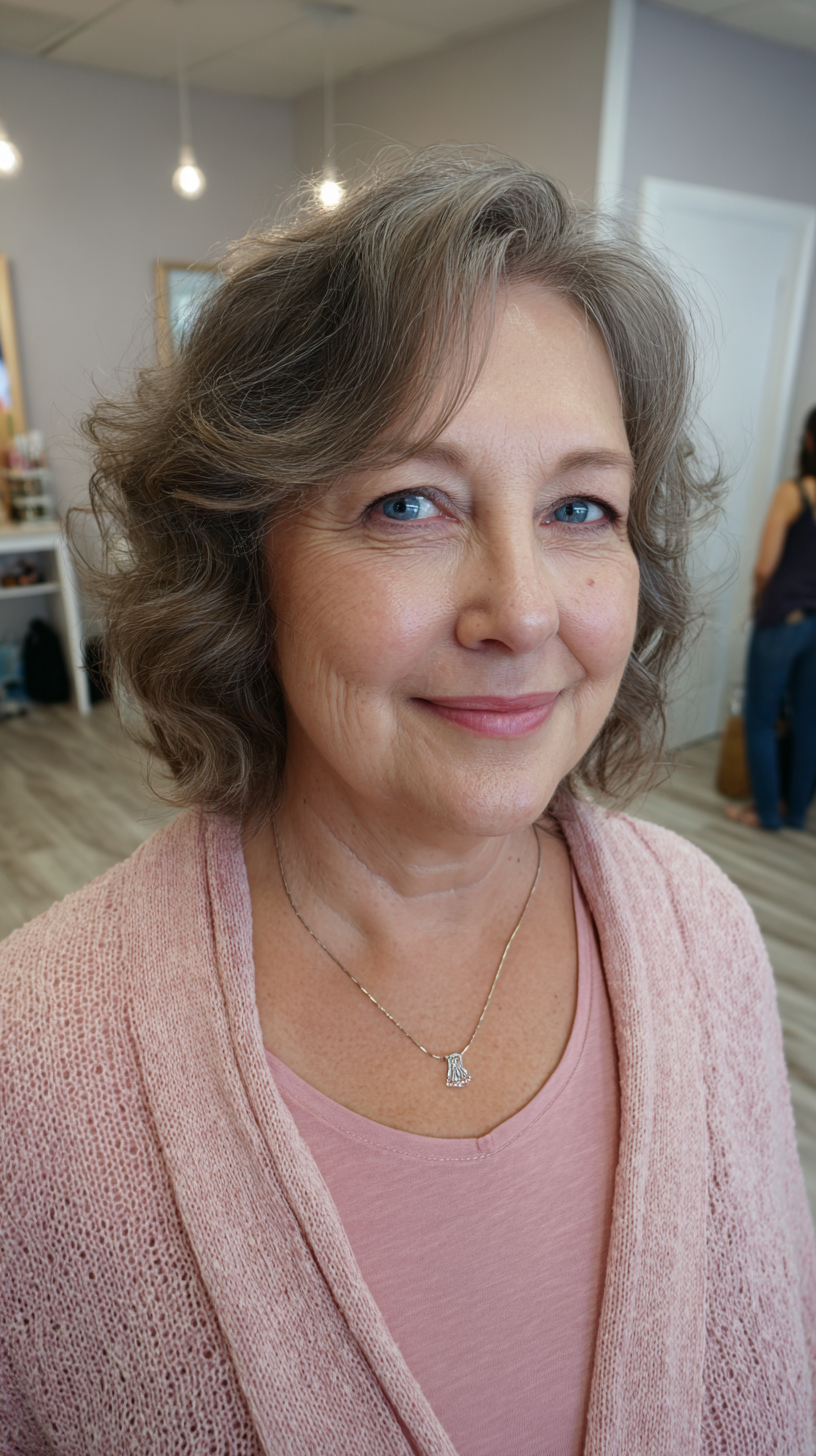 Soft Curly Lob with Subtle Layers