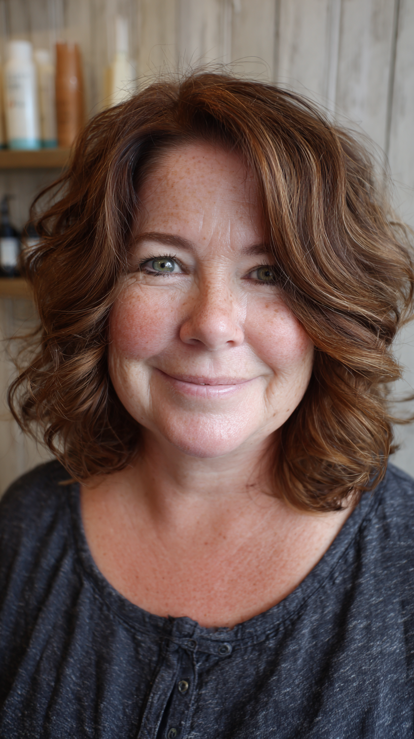 Soft Curly Shoulder-Length Cut with Subtle Volume