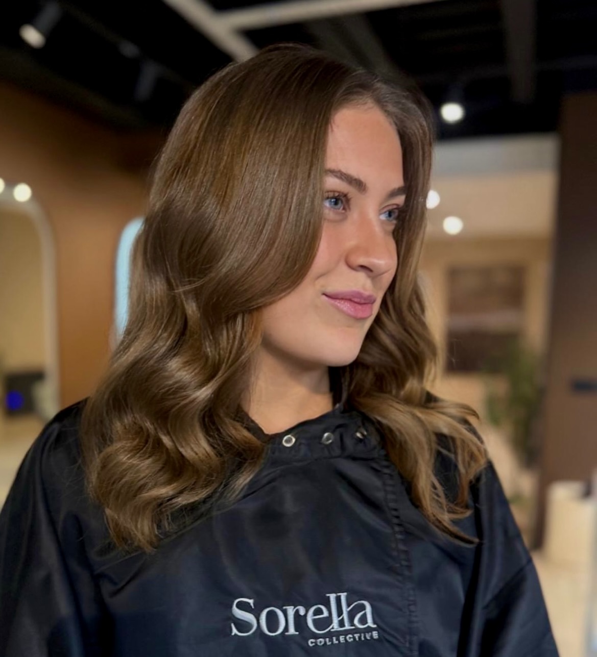 Soft Glossy Wavy Lob with Natural Depth