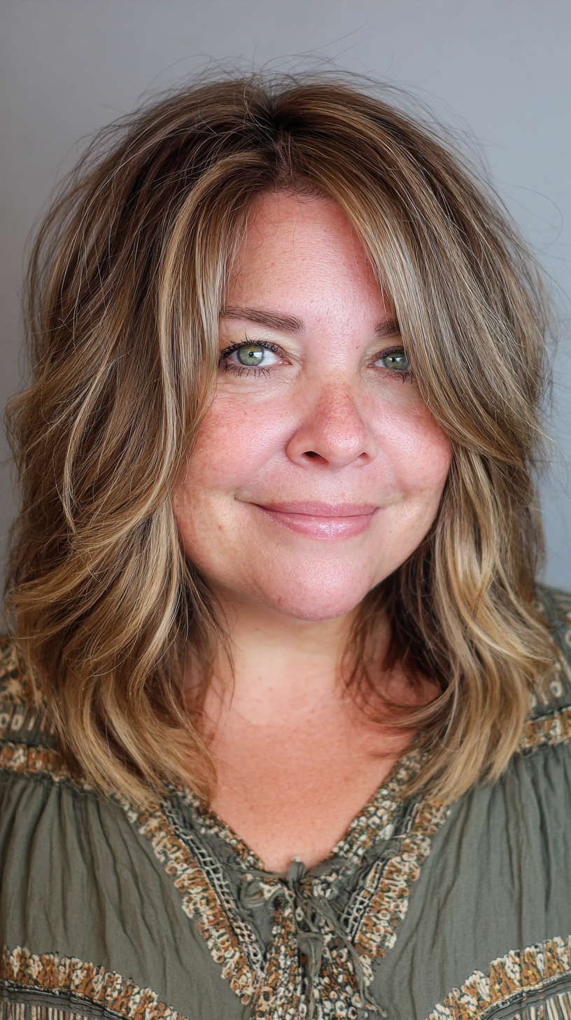 Textured Shoulder-Length Cut with Subtle Highlights