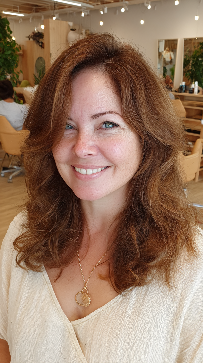 Textured Soft Waves with Face-Framing Layers
