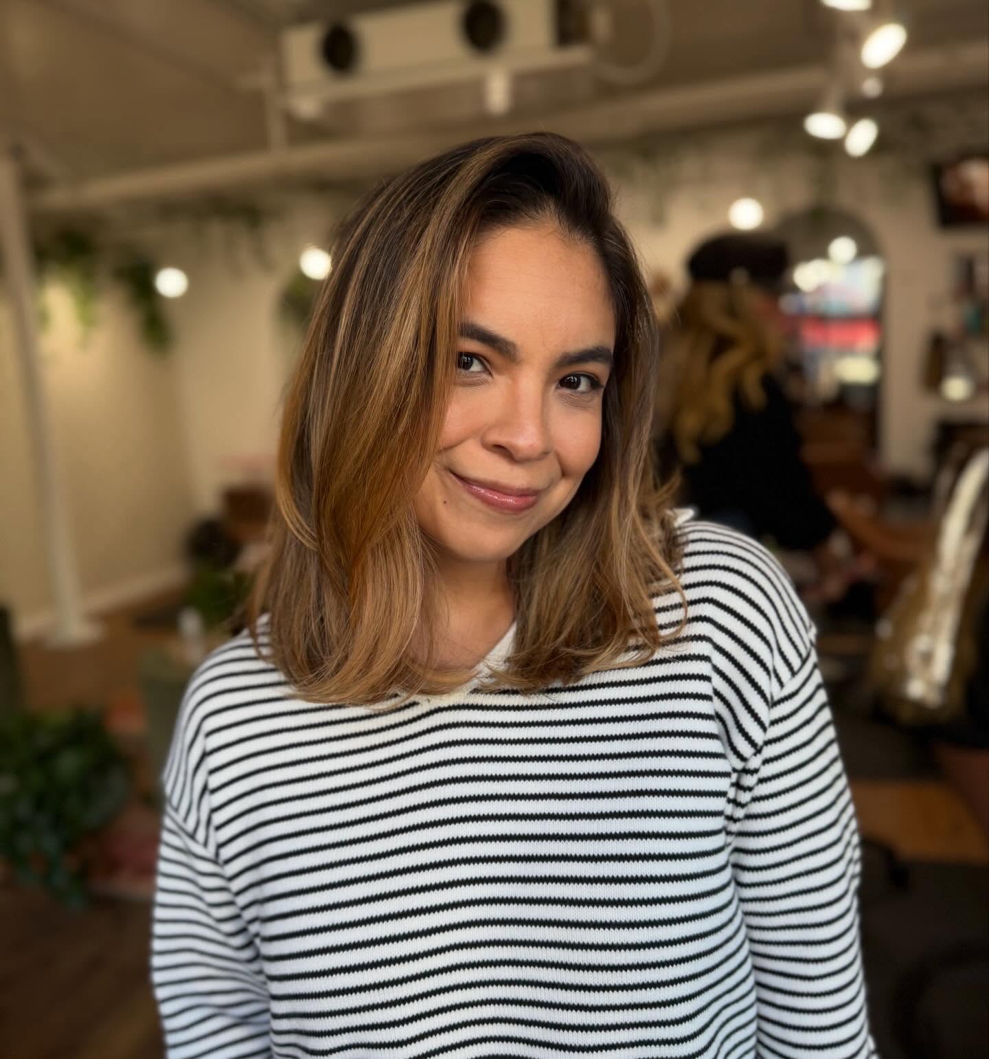 Textured Warm Caramel Long Bob with Subtle Waves