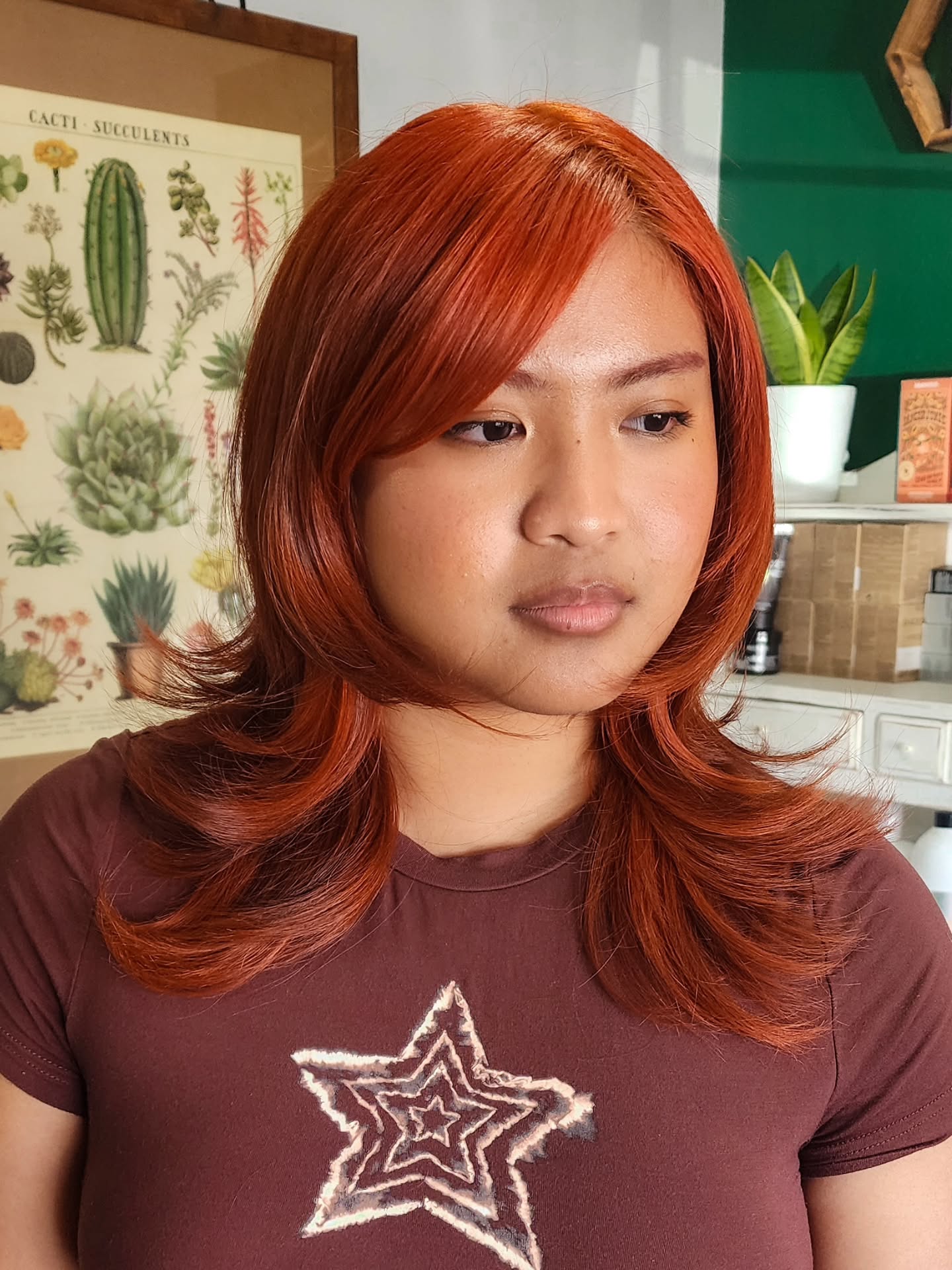 Warm Copper Feathered Medium Cut with Flipped-Out Layers