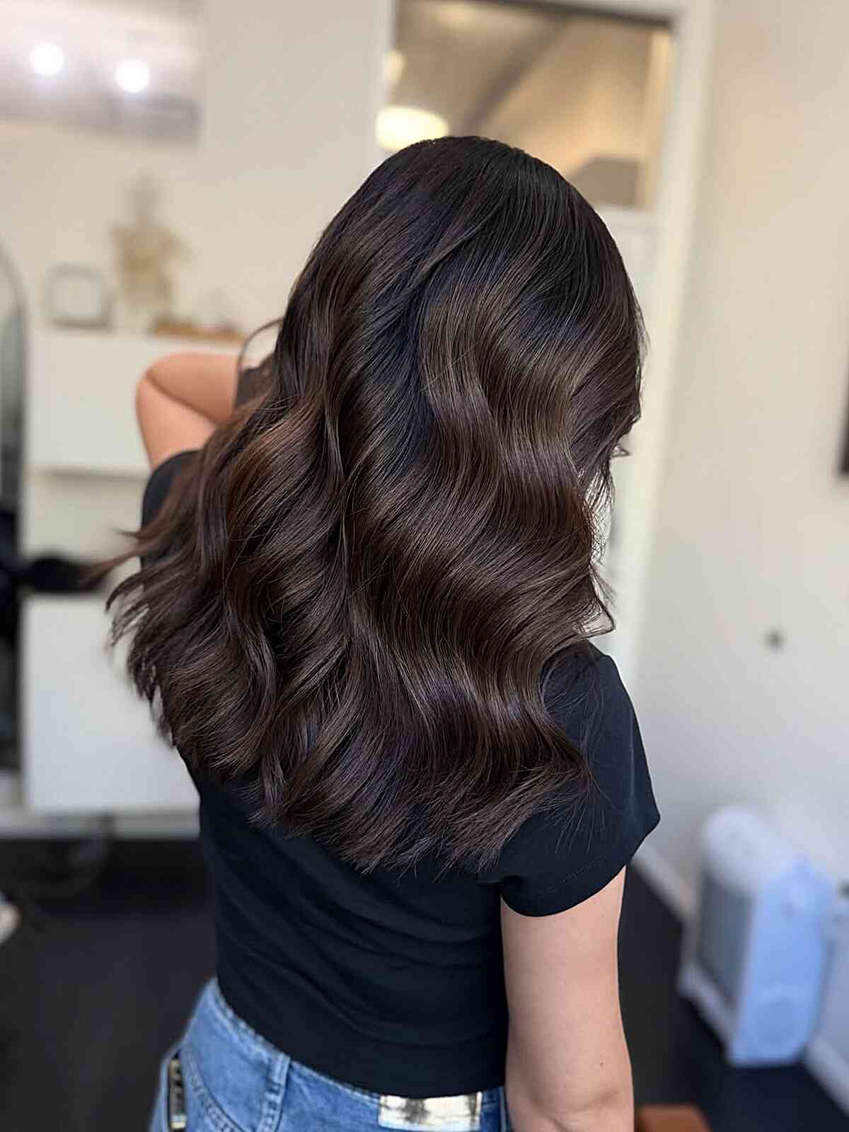 Beautiful Dark Brown Waves with Subtle Highlights