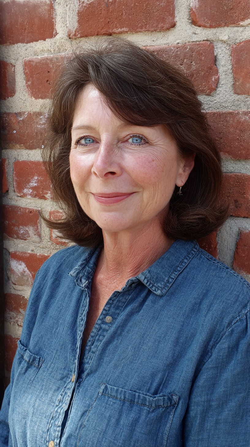 Brushed Shoulder-Length Layers with Side-Swept Fringe