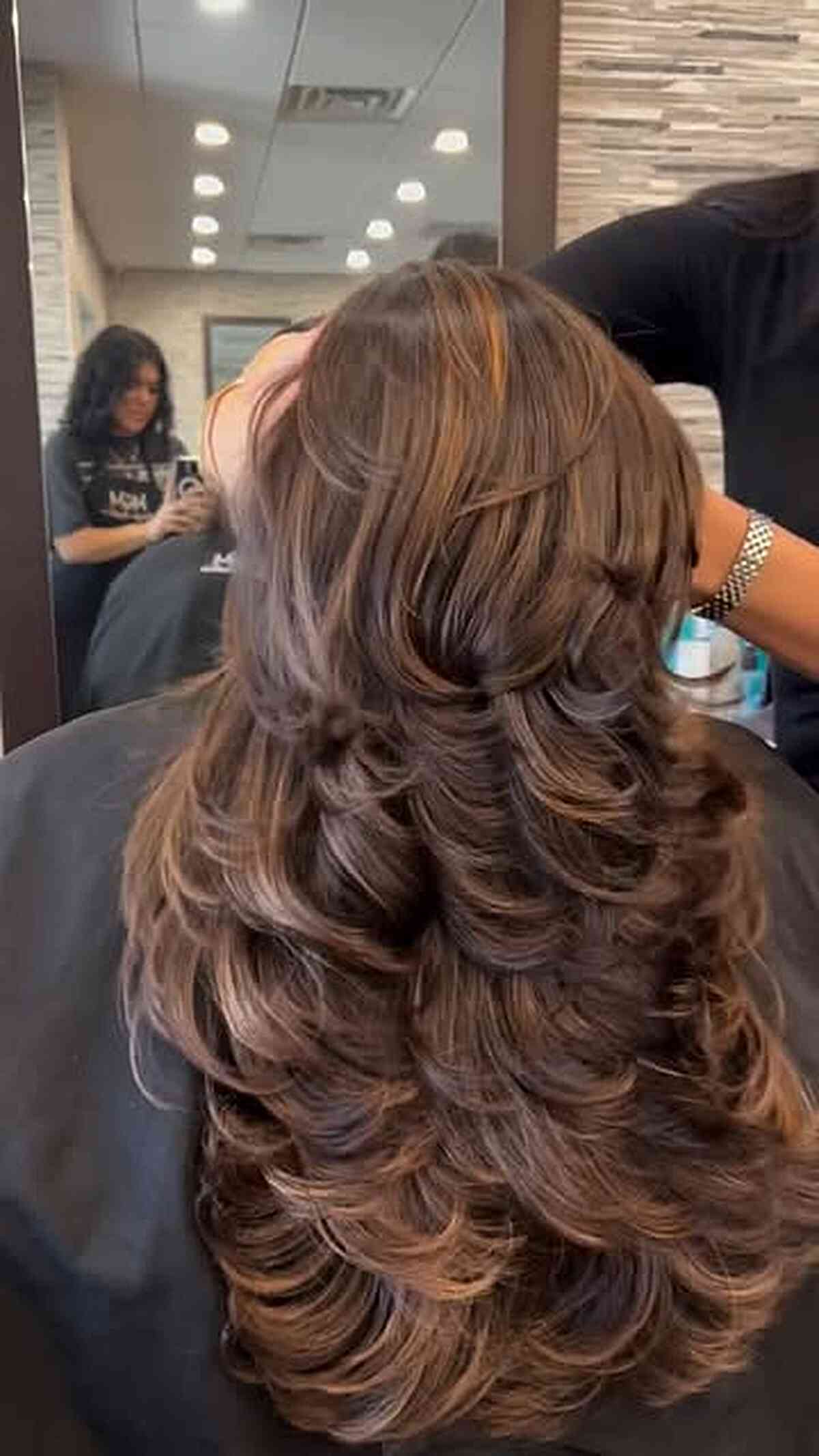 Caramel Ribbon Layers on Brunette