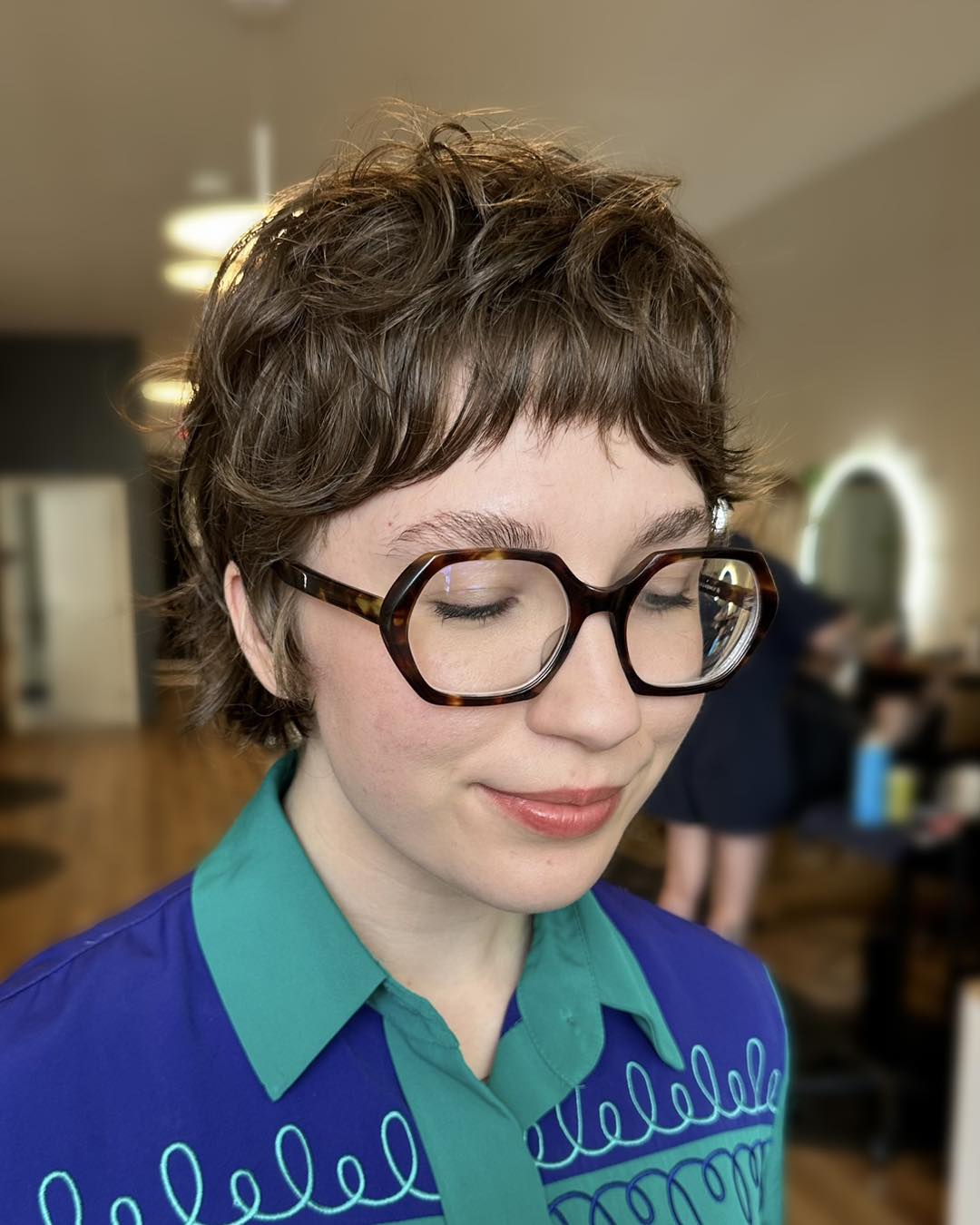 Chic Curly Pixie with Textured Fringe
