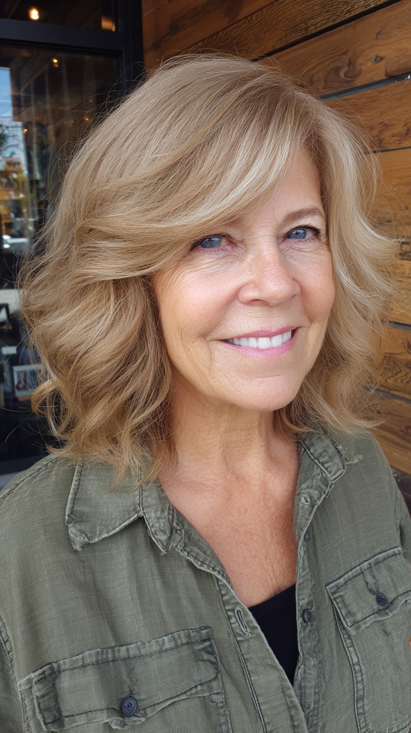 Soft Layered Shoulder-Length Cut with Face-Framing Curtain Bangs