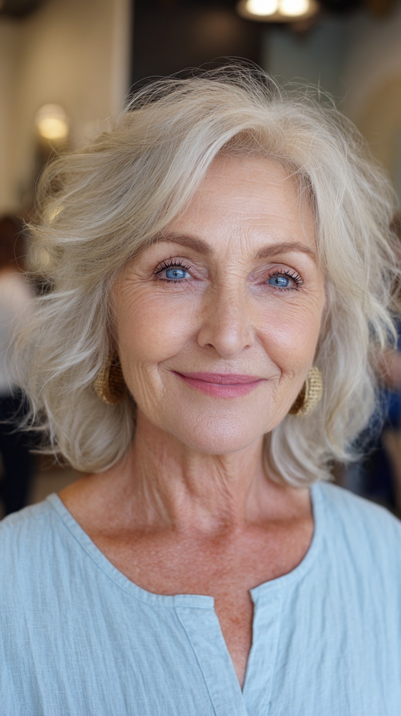Airy Silver Shag with Soft Face-Framing Layers
