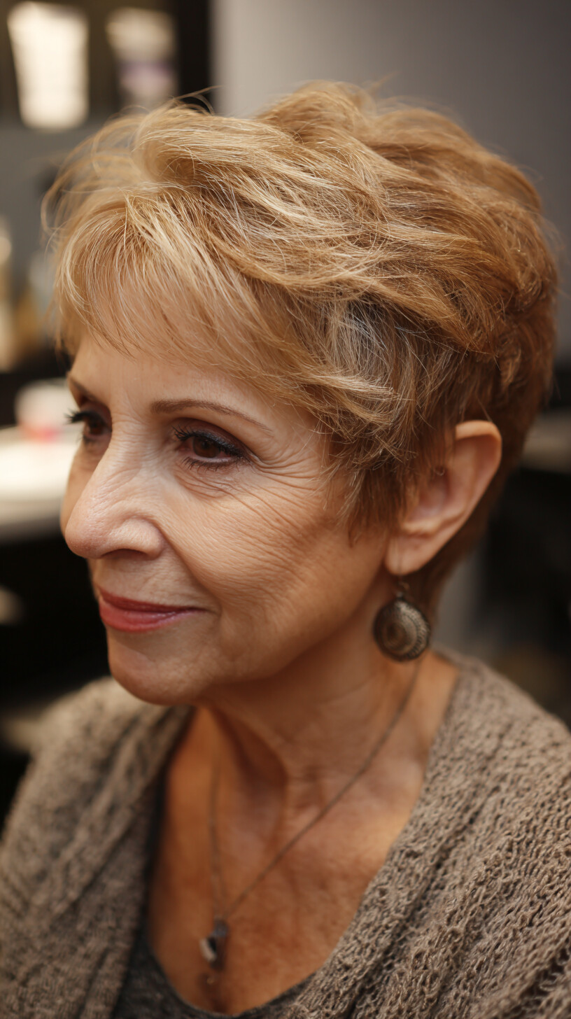 Soft Textured Short Layered Cut with Feathered Top