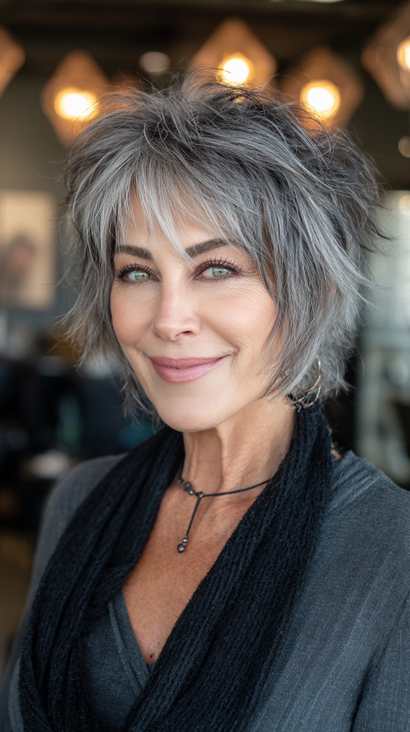 Textured Short Wolf Cut with Feathered Fringe