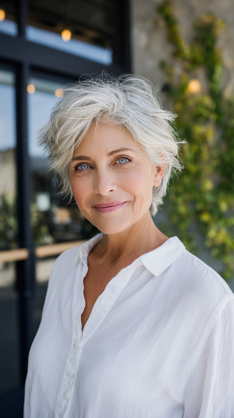 Silver Pixie-Shag with Lifted Crown and Feathered Sides