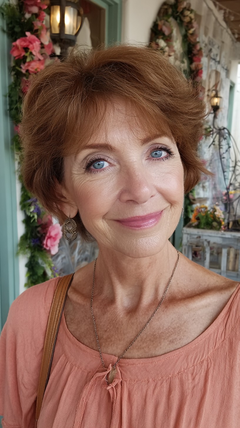 Warm Chestnut Short Layered Crop with Lifted Crown