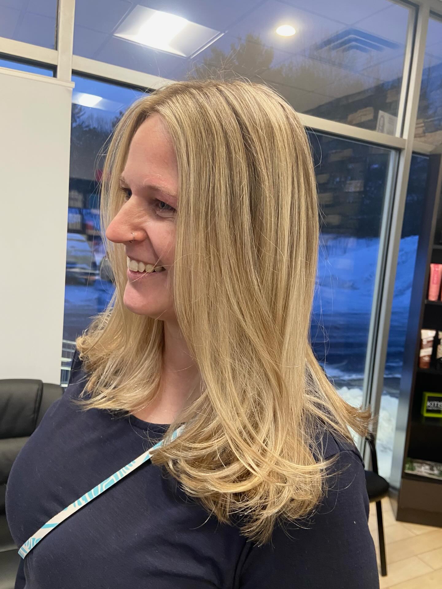 Elegant Long Blonde Layers with Subtle Movement