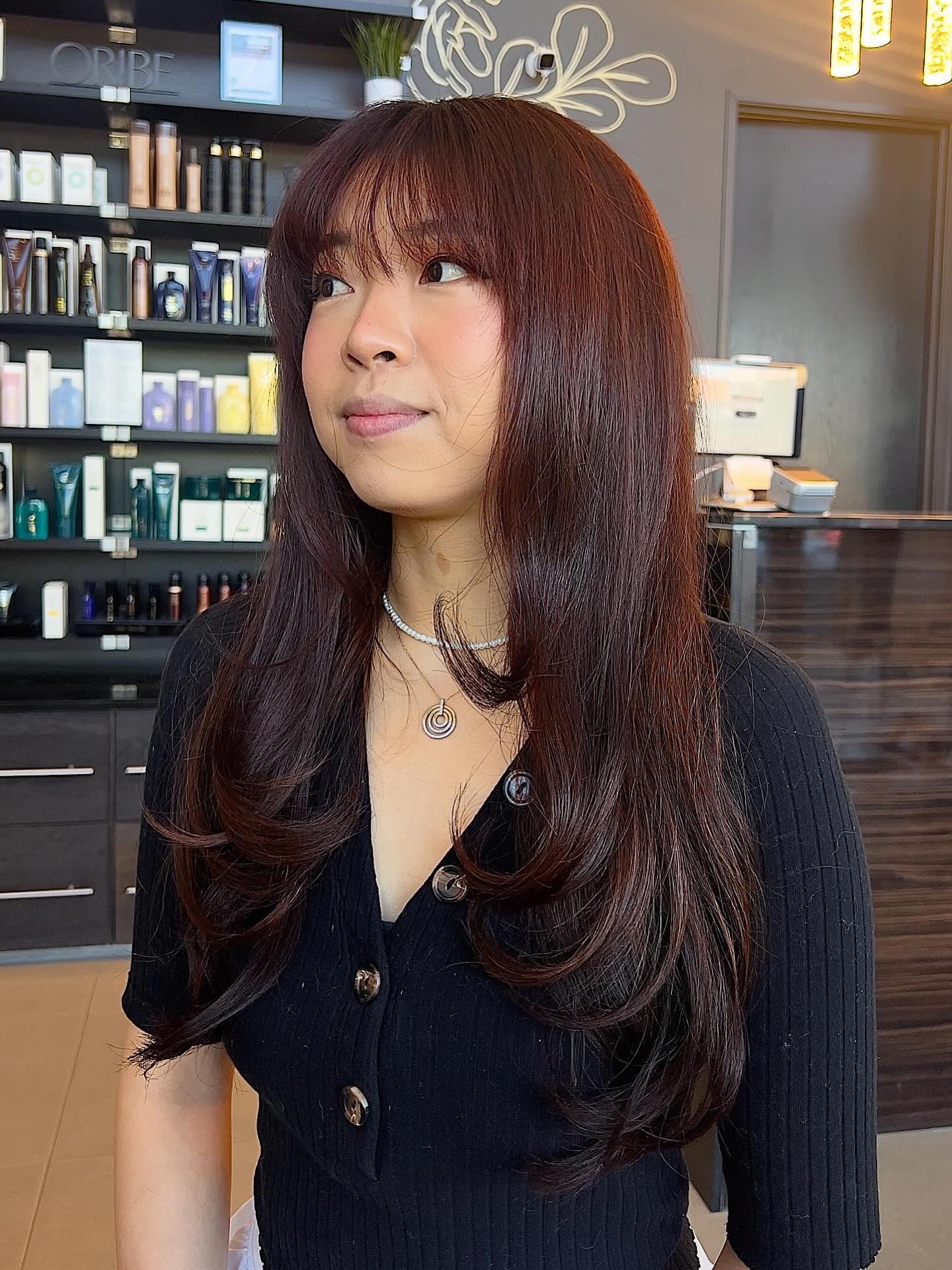 Long Layered Cut with Soft Wispy Bangs