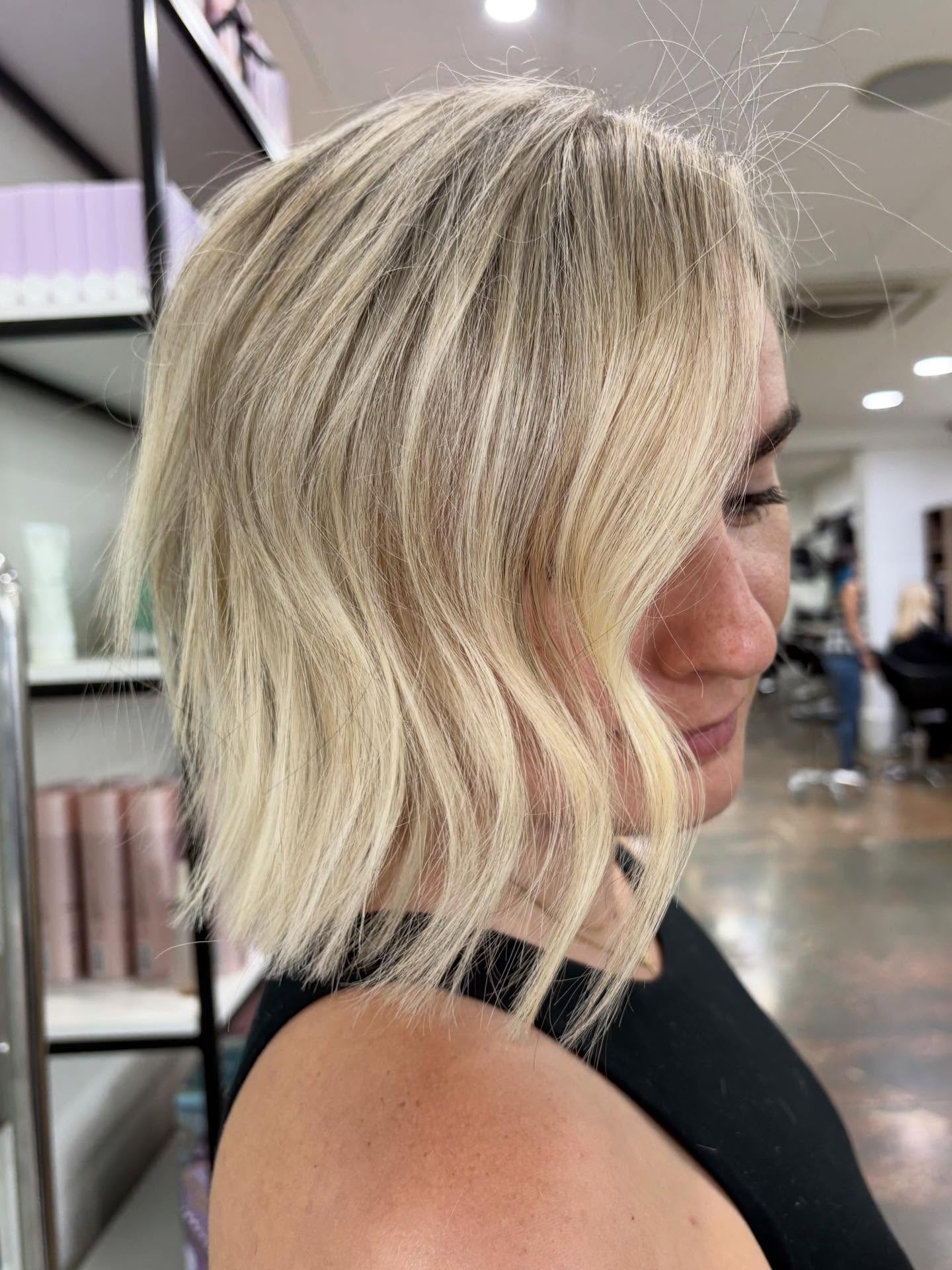 Textured Blonde Bob with Soft Waves