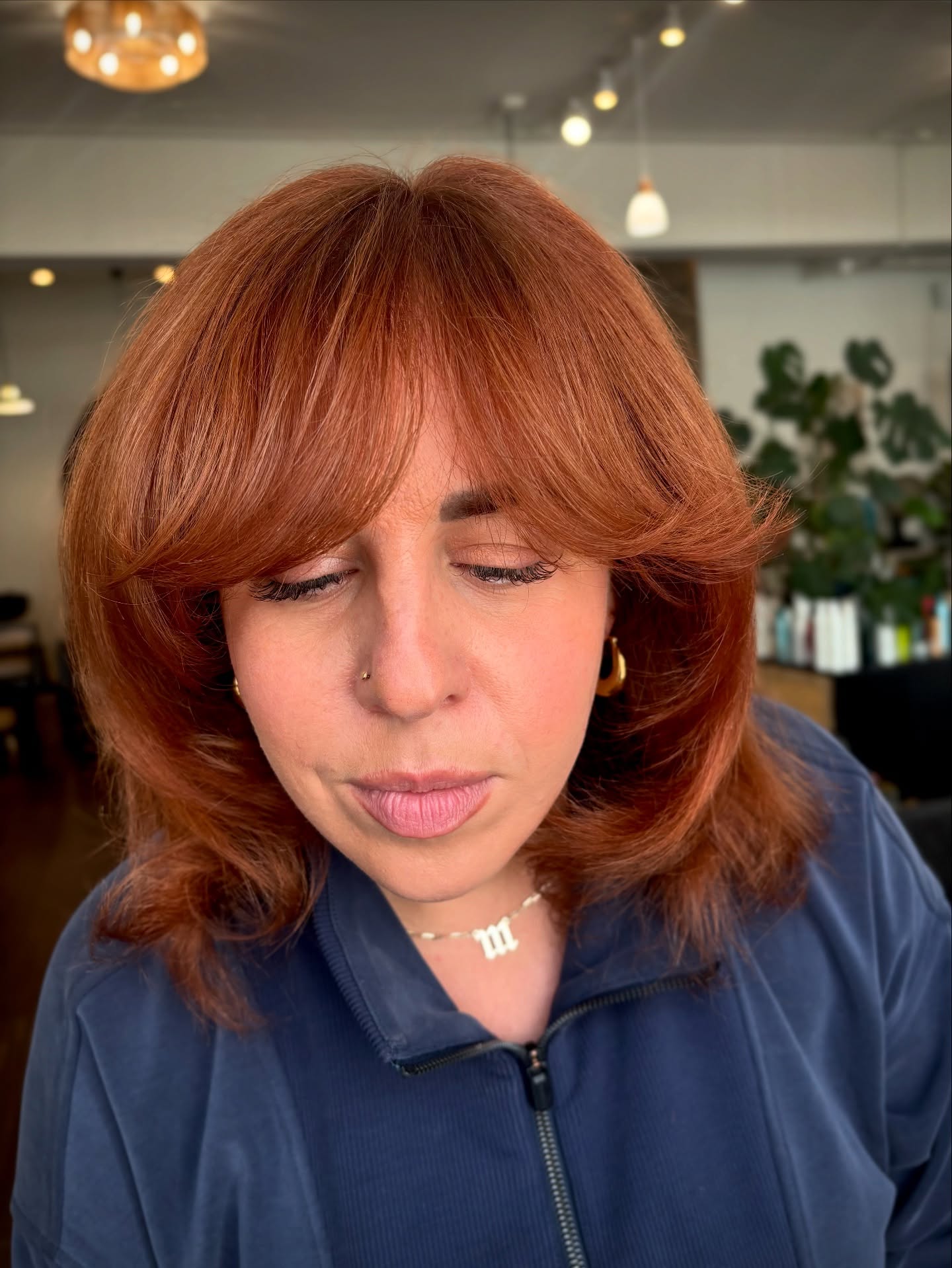 Textured Copper Shag with Soft Bangs