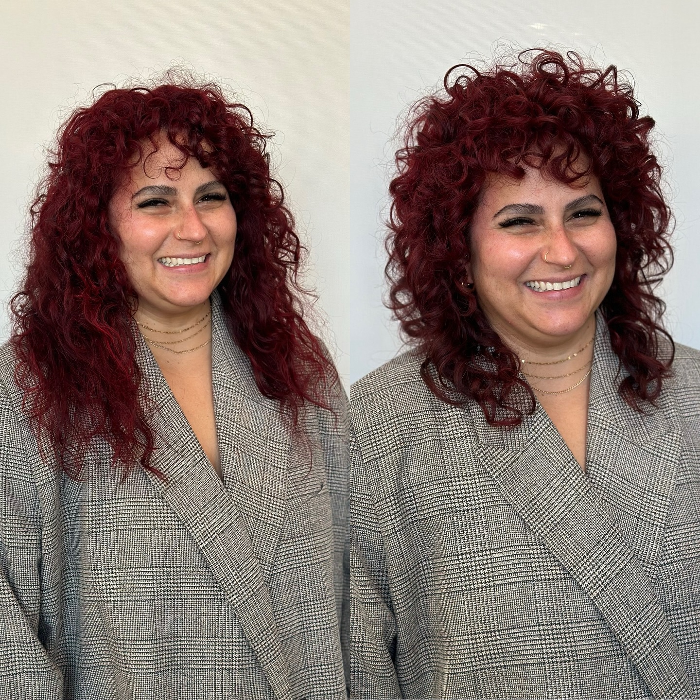 Vibrant Curly Bob with Defined Bangs