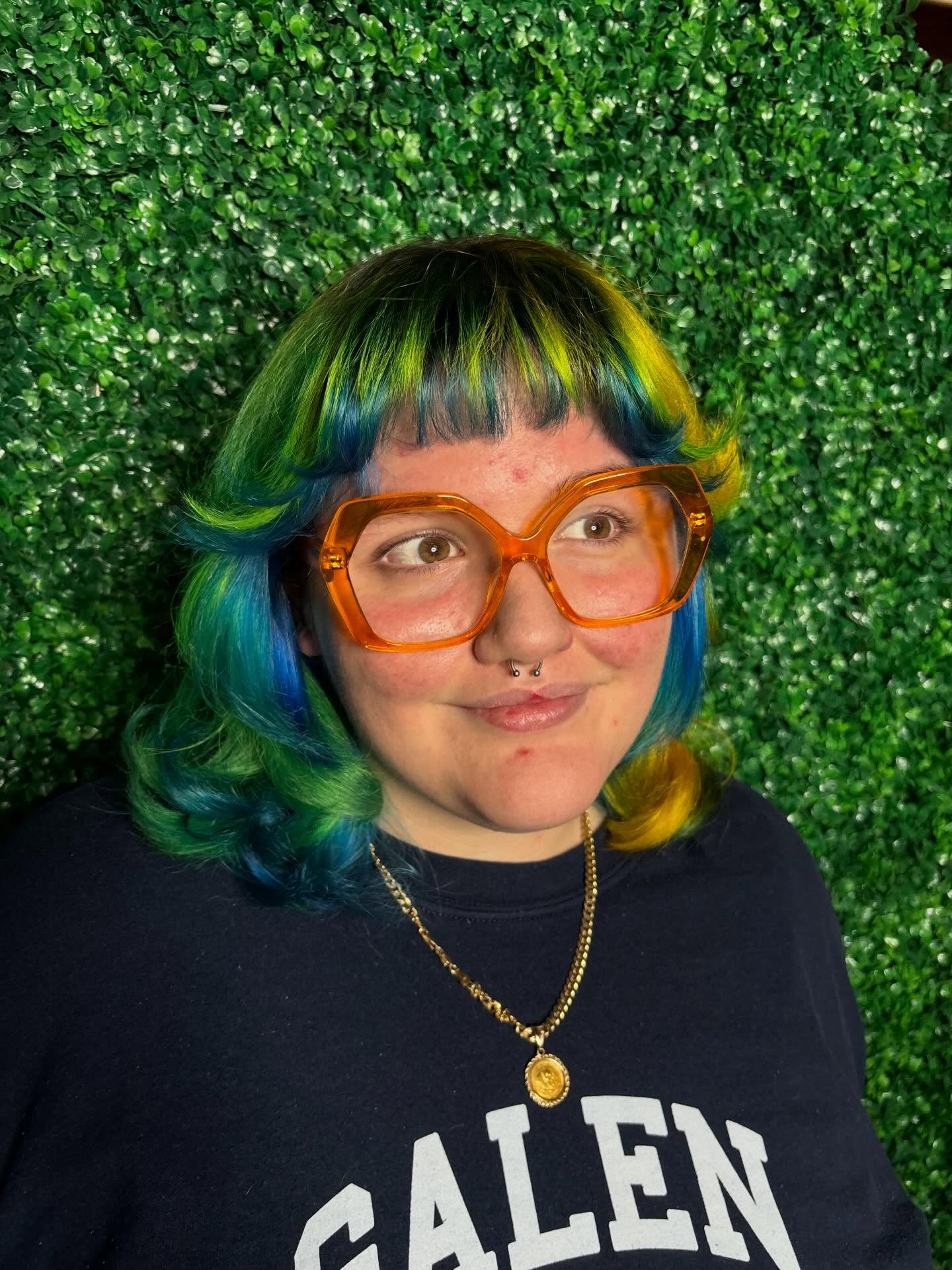 Bold Multicolored Bob with Playful Bangs