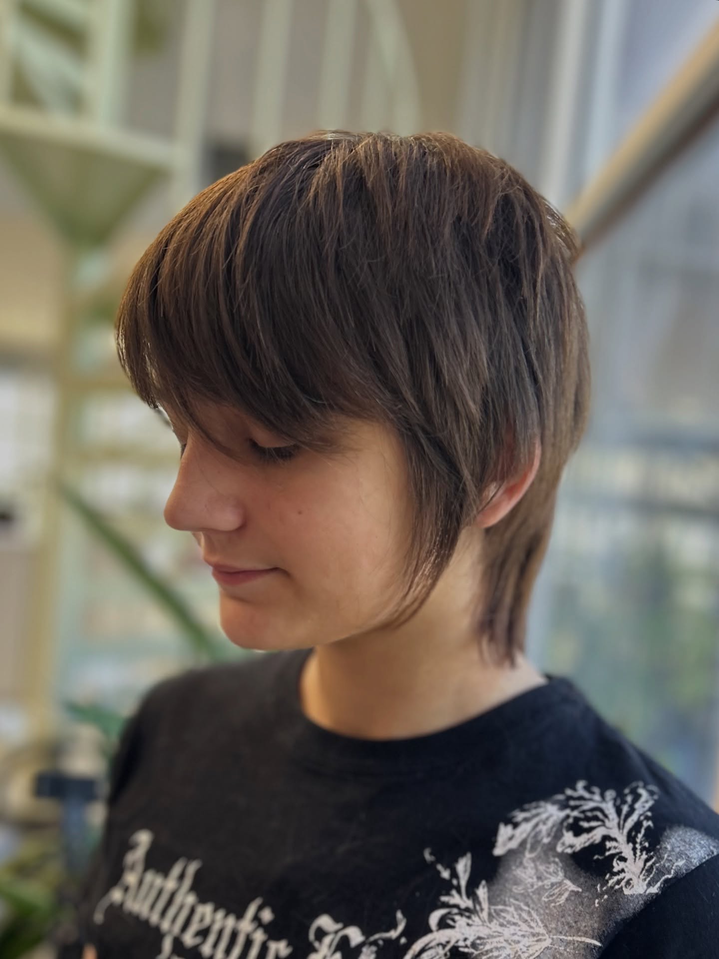 Choppy Textured Cut with Subtle Side Bangs