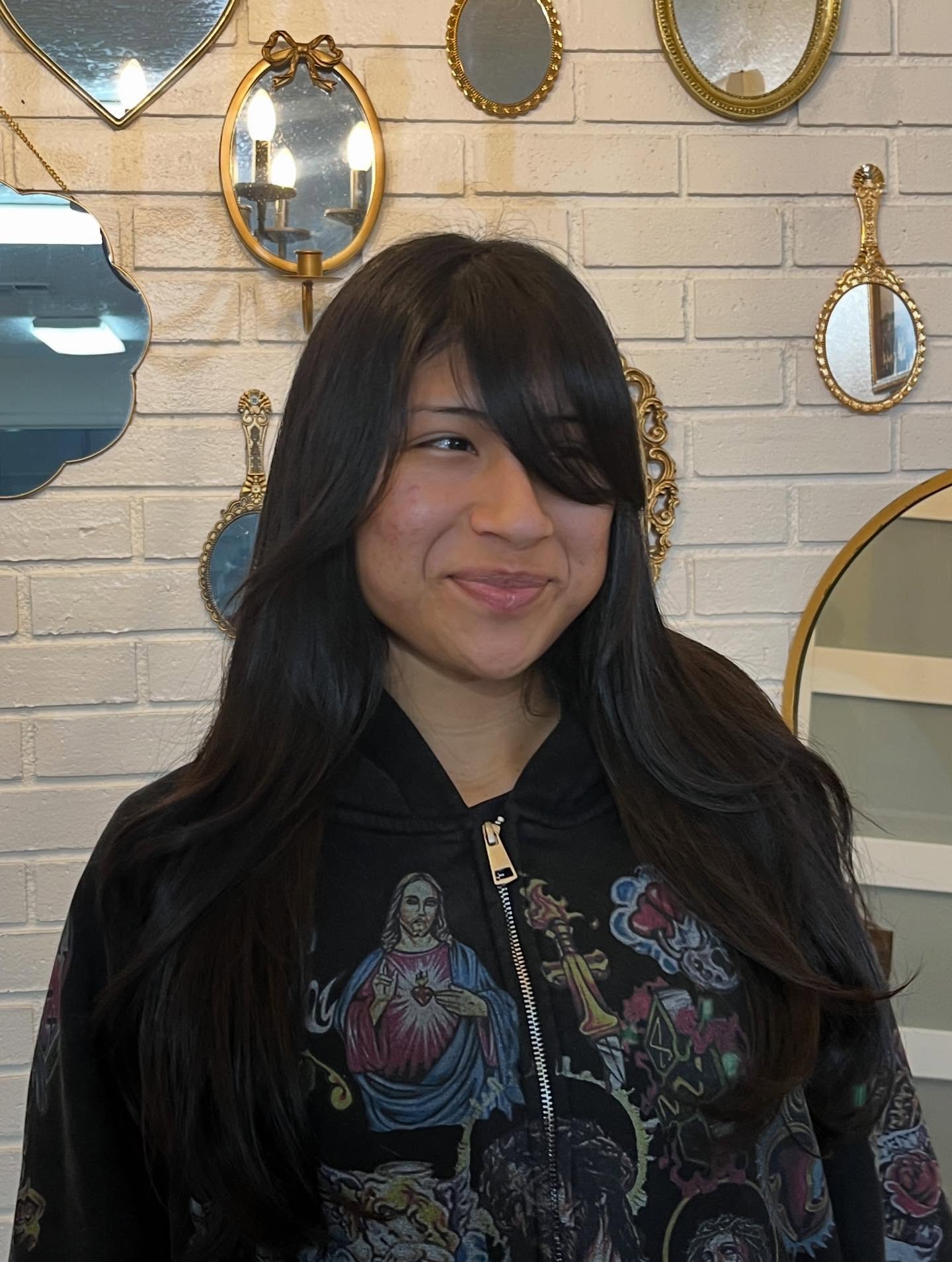 Modern Long Cut with Dramatic Side Bangs