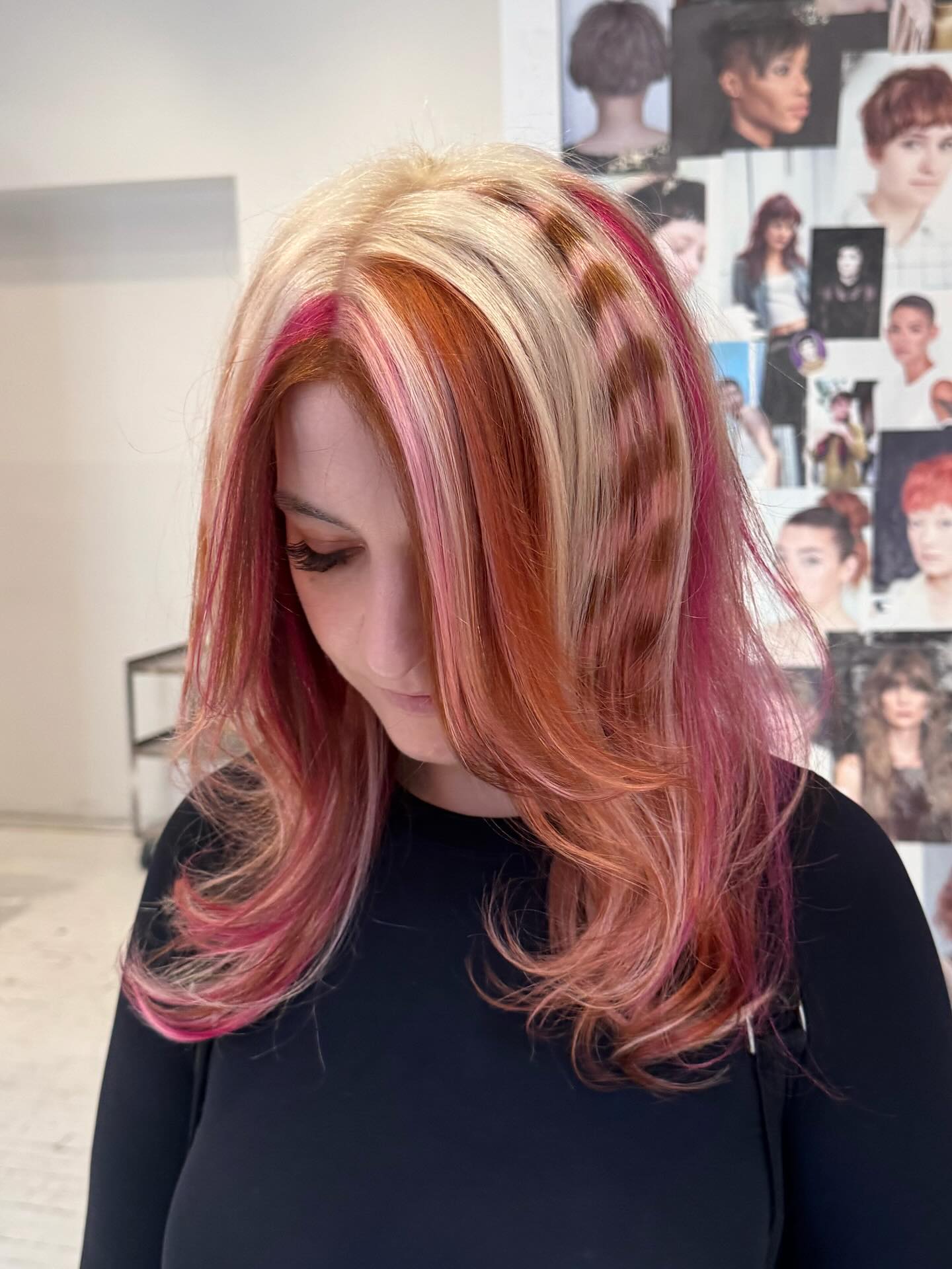 Playful Rose Gold Waves with Bright Highlights