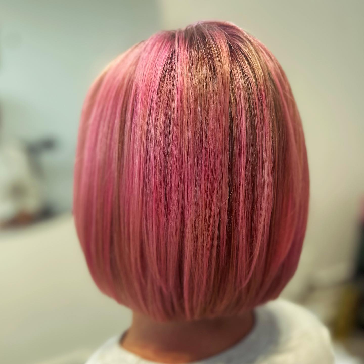 Sleek Blended Pink Bob with Subtle Highlights
