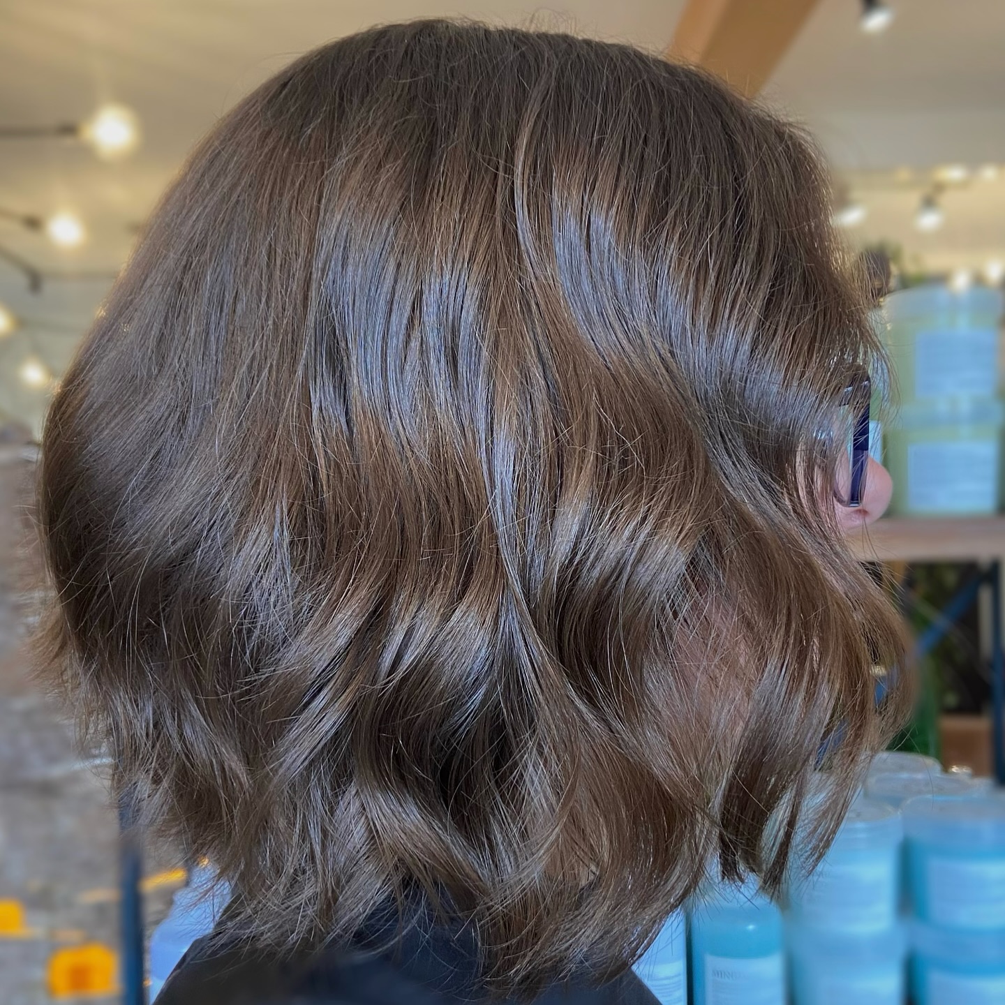 Textured Shoulder-Length Waves with Subtle Dimension