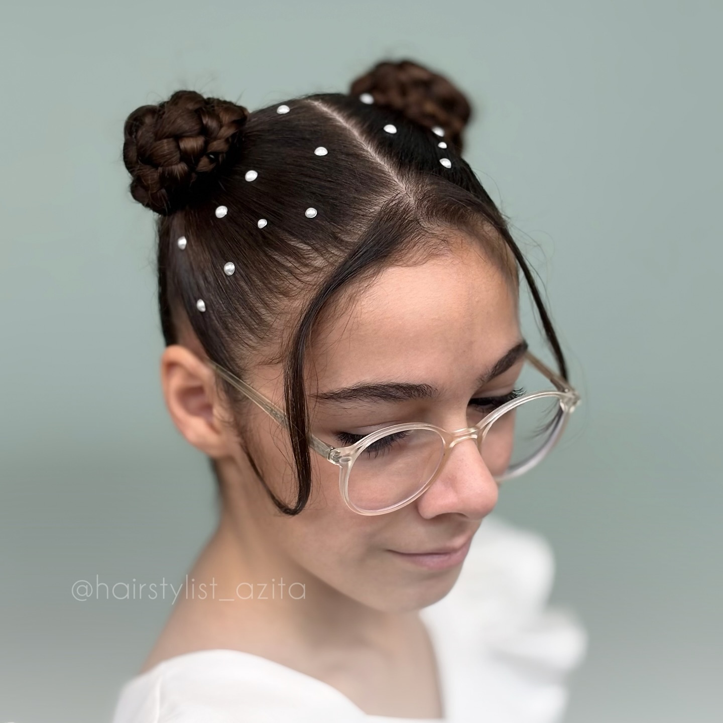 Chic Braided Buns with Decorative Pearls