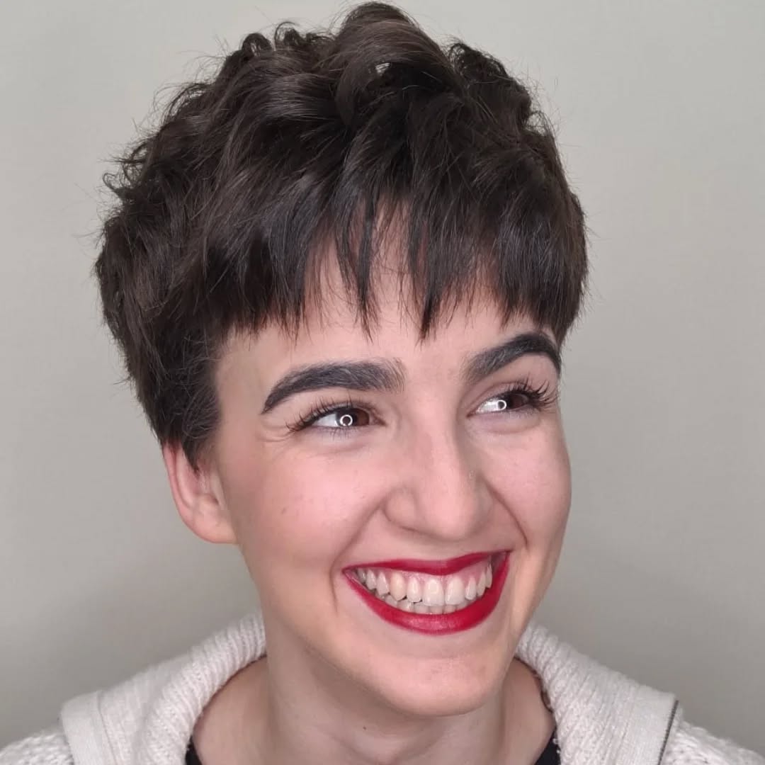 Chic Textured Shaggy Pixie with Soft Fringe