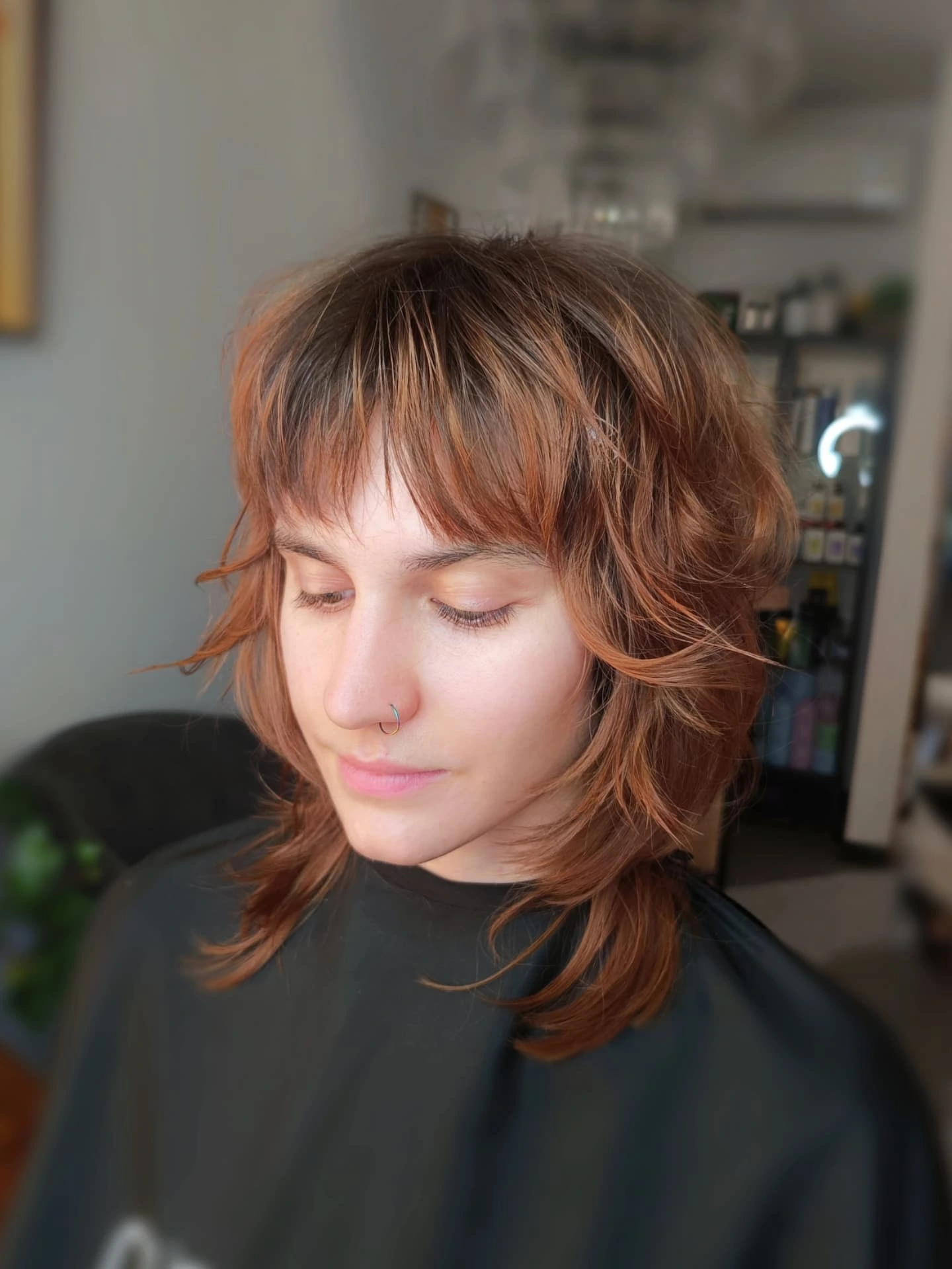 Choppy Shoulder-Length Cut with Wispy Bangs