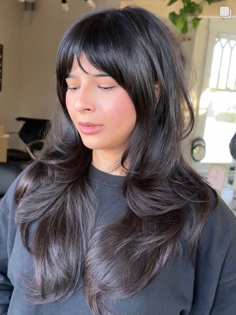 Elegant Layered Shag with Soft Bangs
