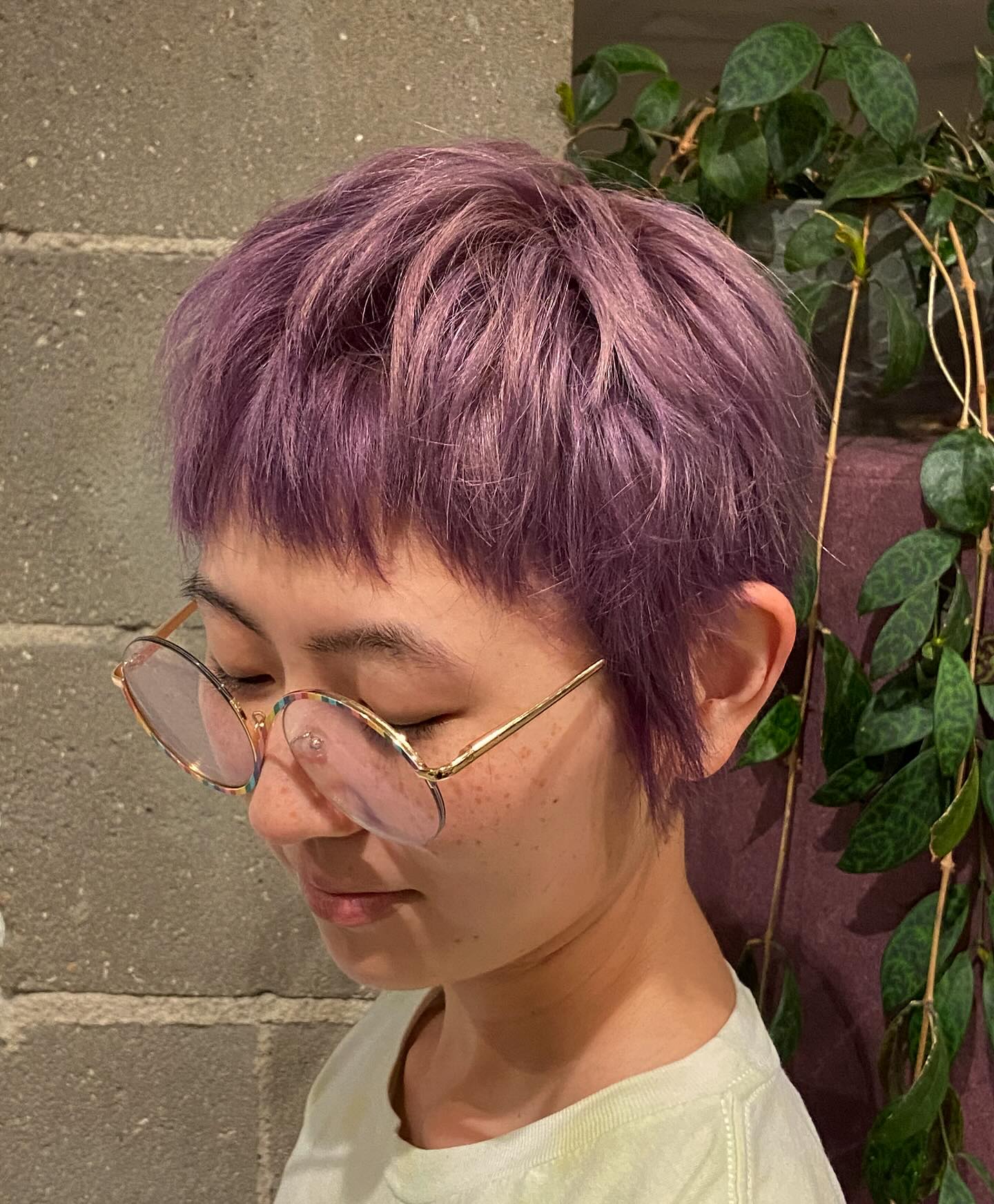 Playful Shaggy Pixie with Subtle Lavender Tones