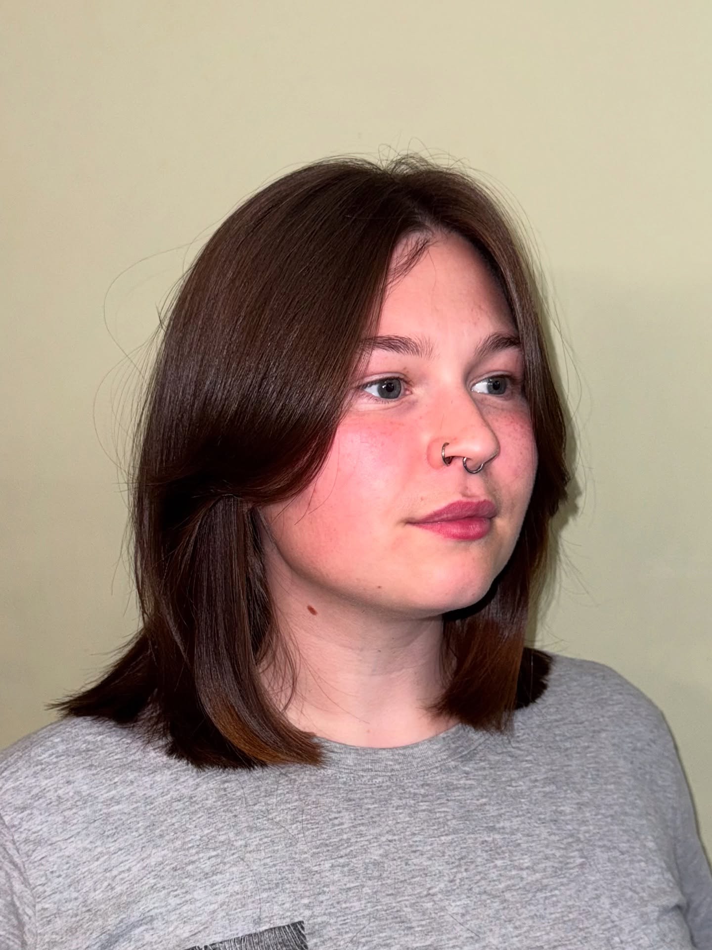 Polished Shoulder-Length Cut with Soft Bangs