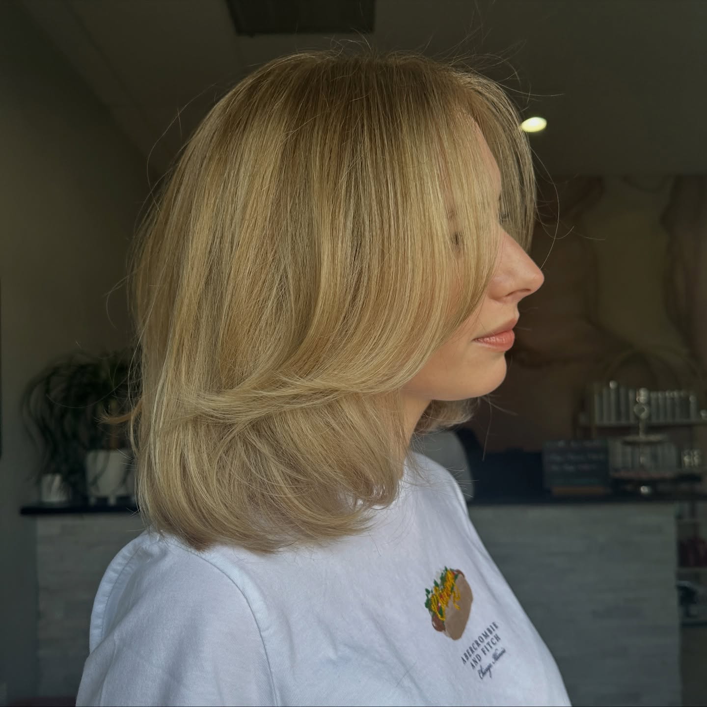 Softly Layered Shoulder-Length Hair with Bangs