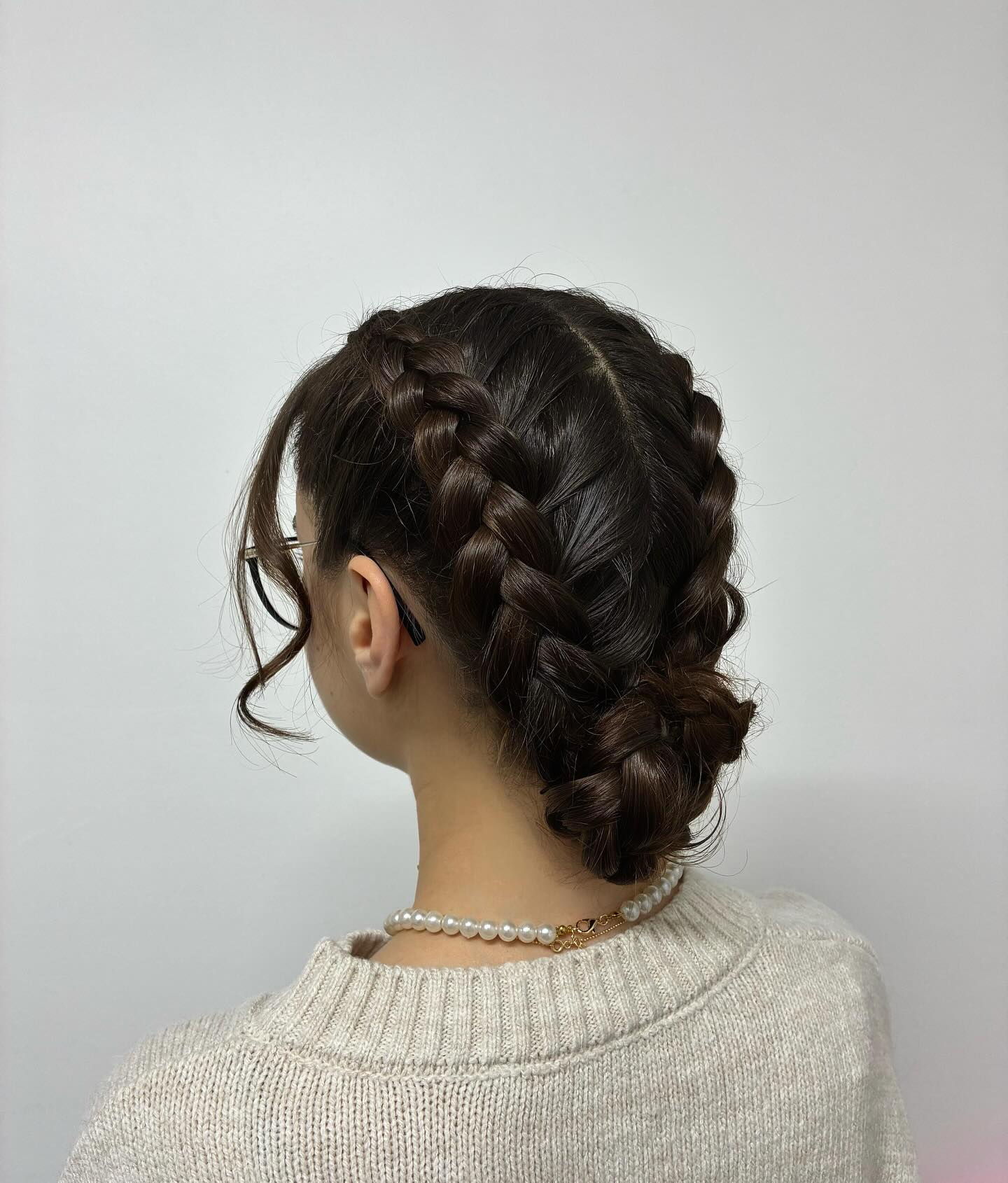 Stylish Double Braided Updo with Loose Curls