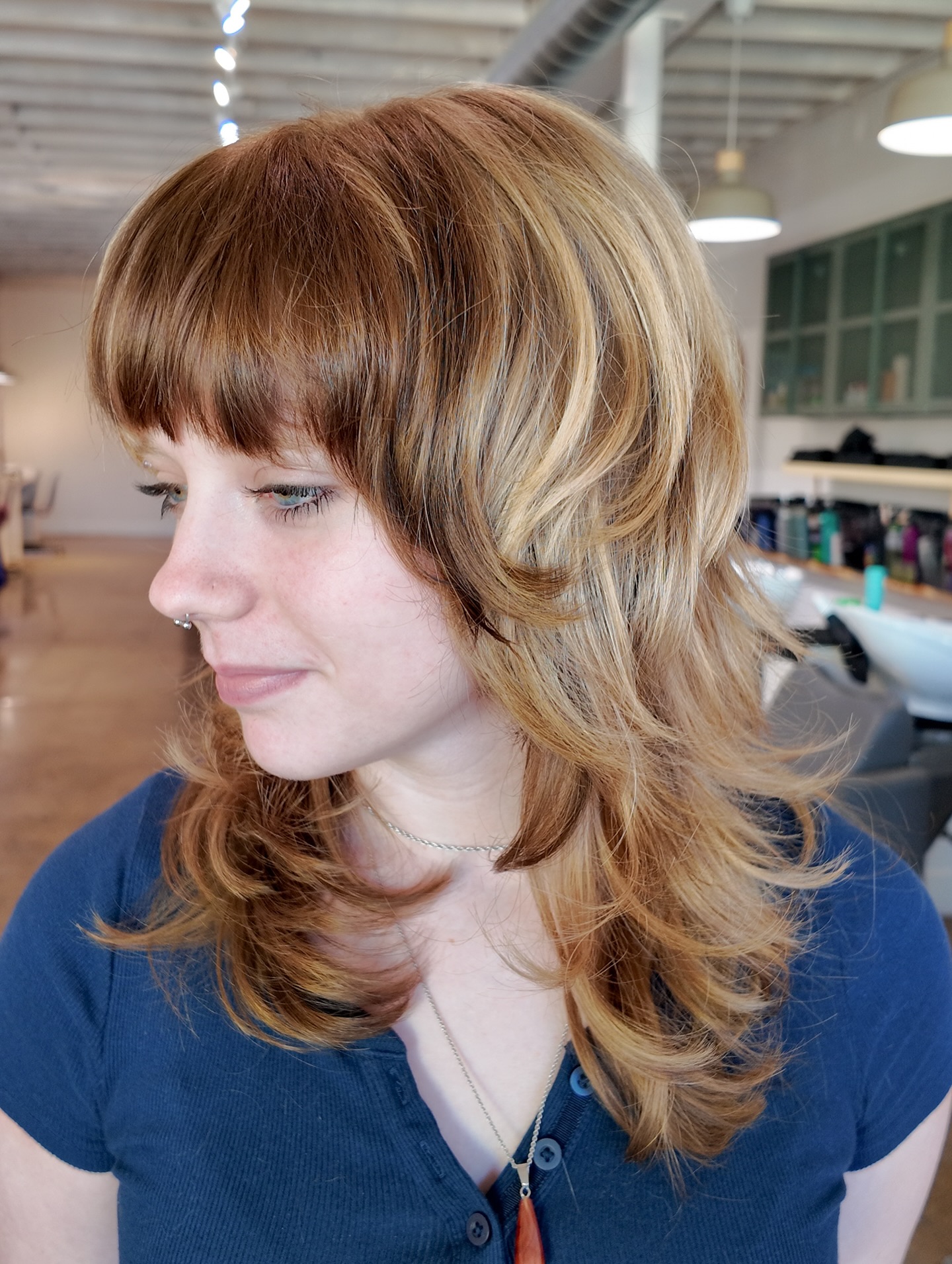Stylish Layered Shag with Soft Bangs