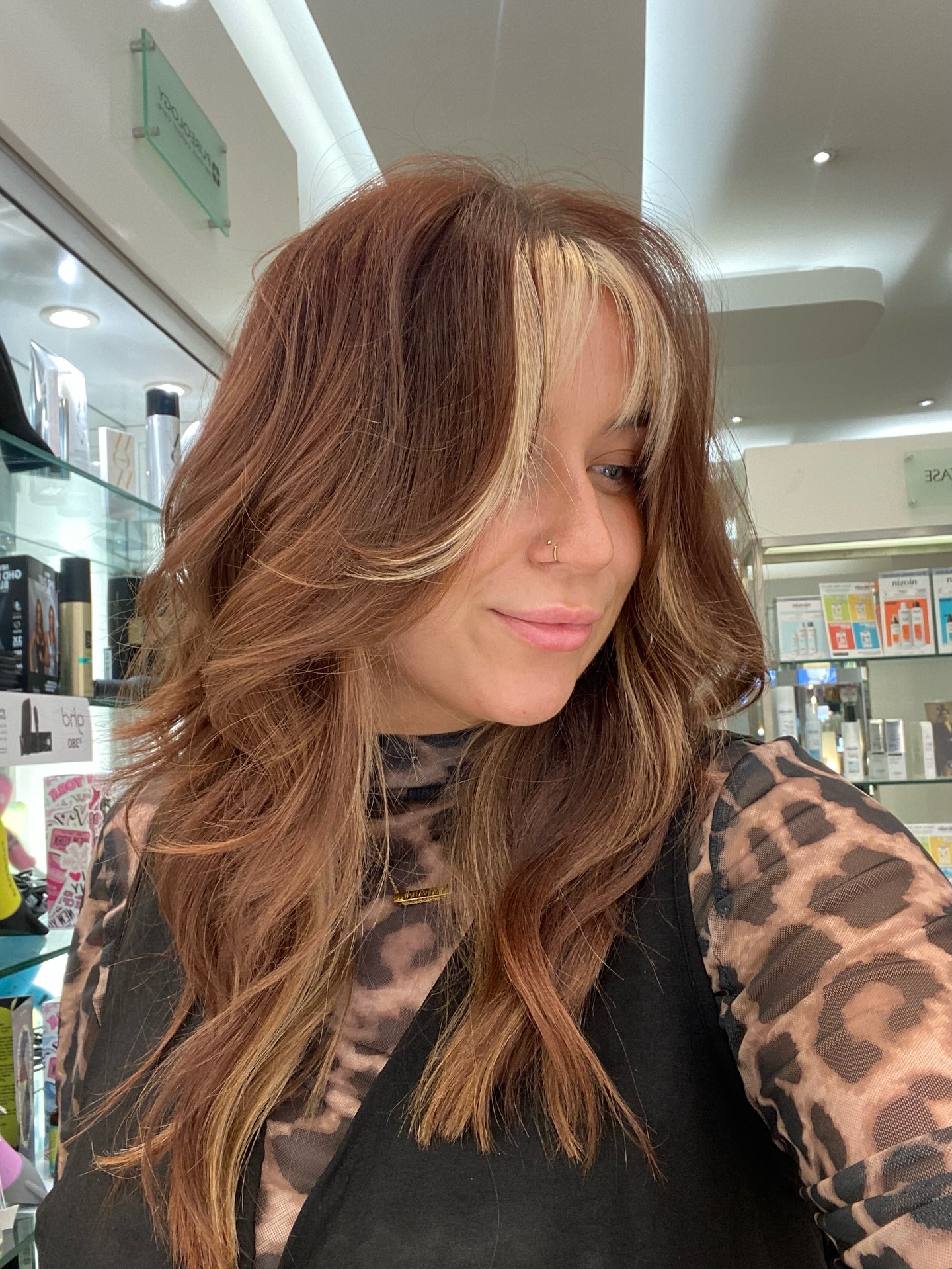 Textured Chocolate Shag with Bright Blonde Accents