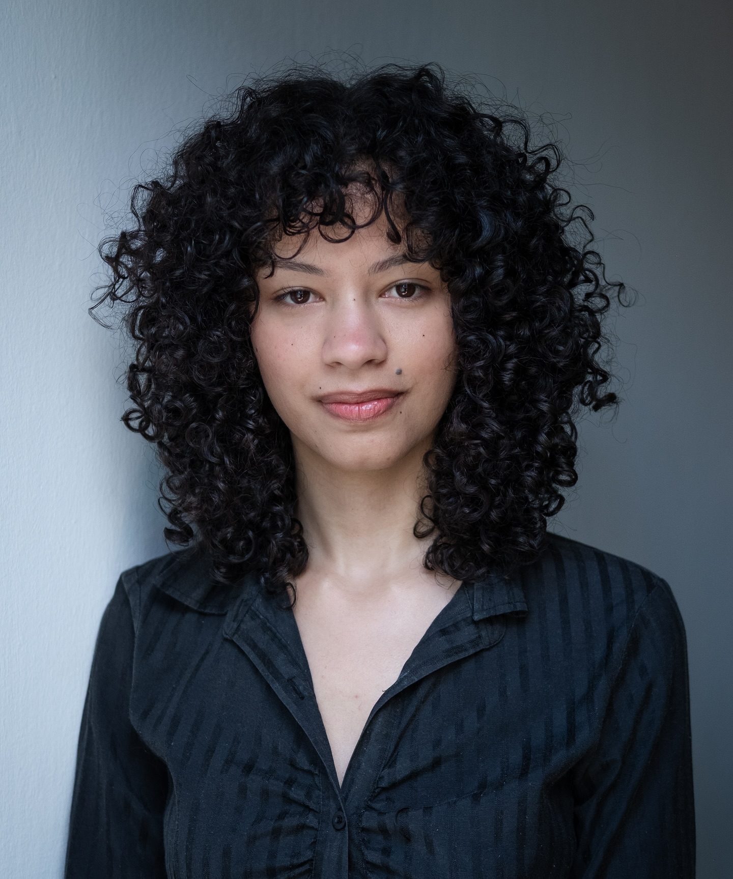 Textured Curly Lob with Soft Bangs