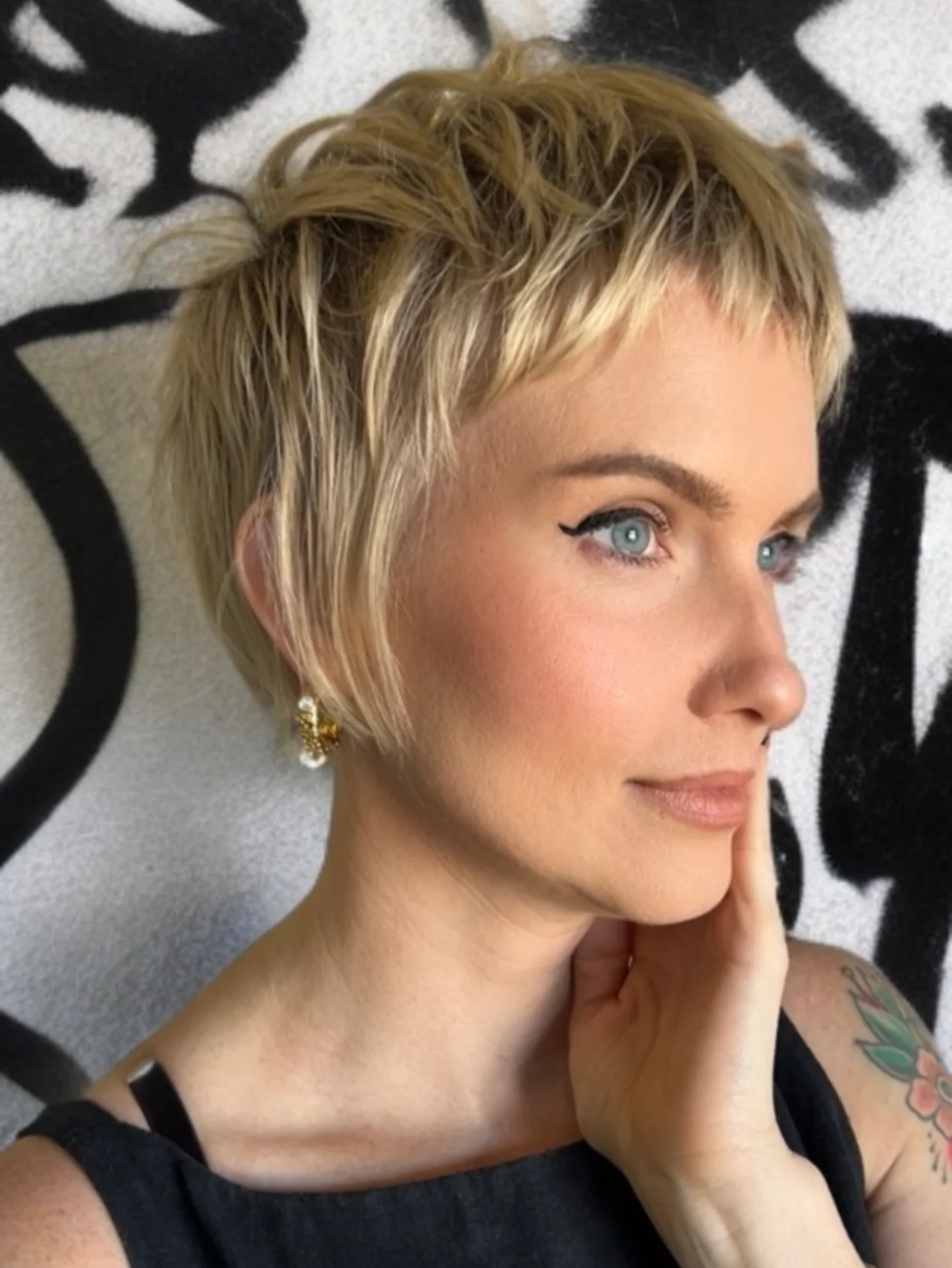 Textured Short Shaggy Pixie with Edgy Bangs