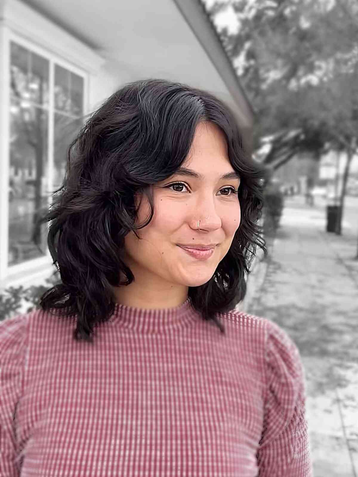 Textured Wavy Lob with Soft Layers