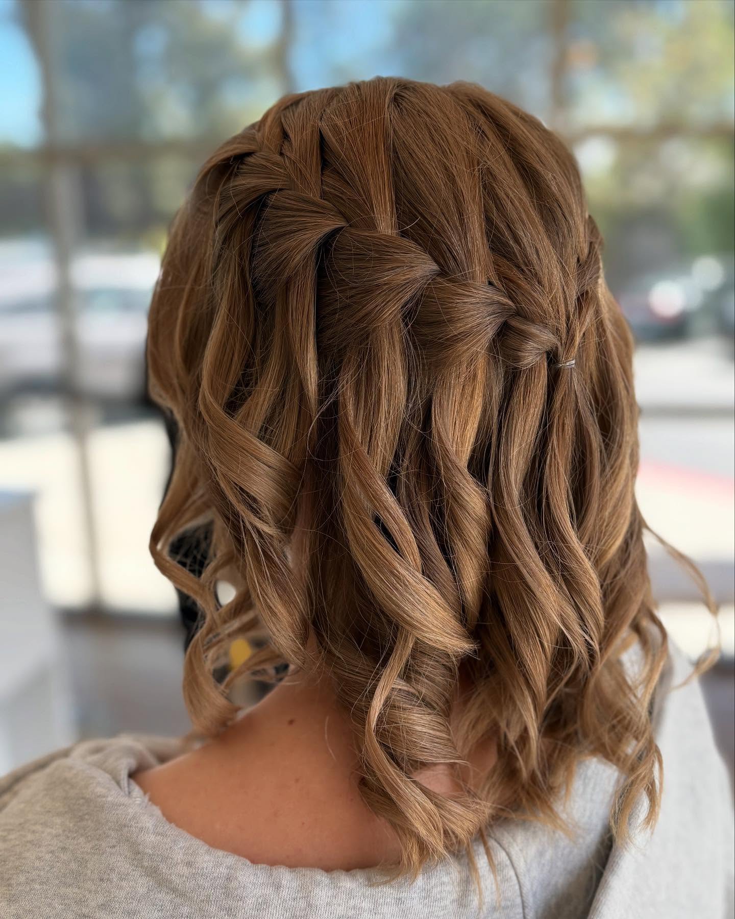 Whimsical Curly Half-Up Braid with Loose Waves