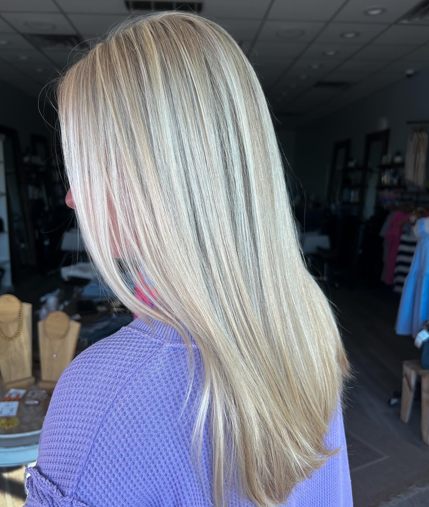 Bright Silky Blonde Layers with Subtle Dimension