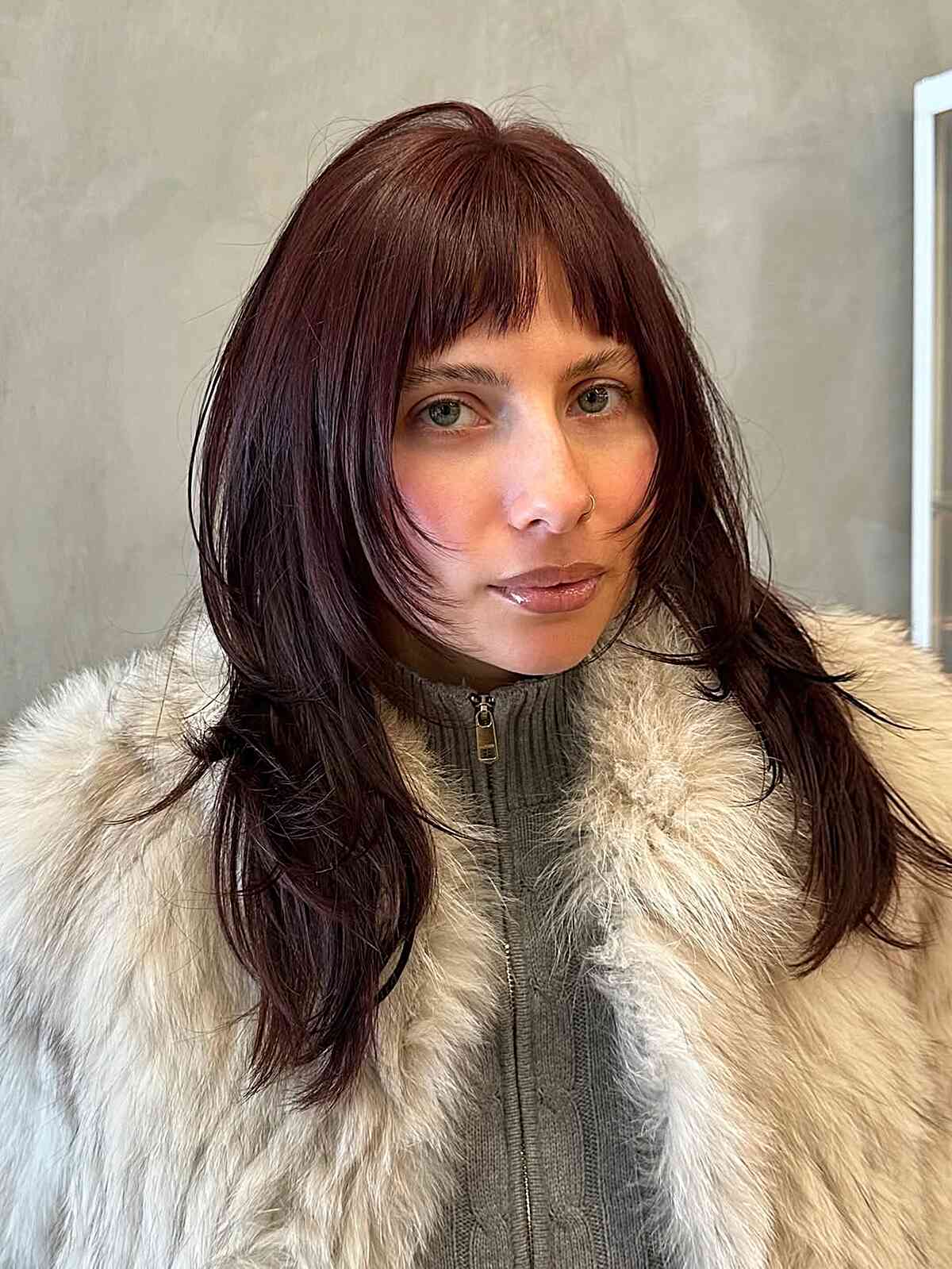 Chic Long Layered Cut with Bangs