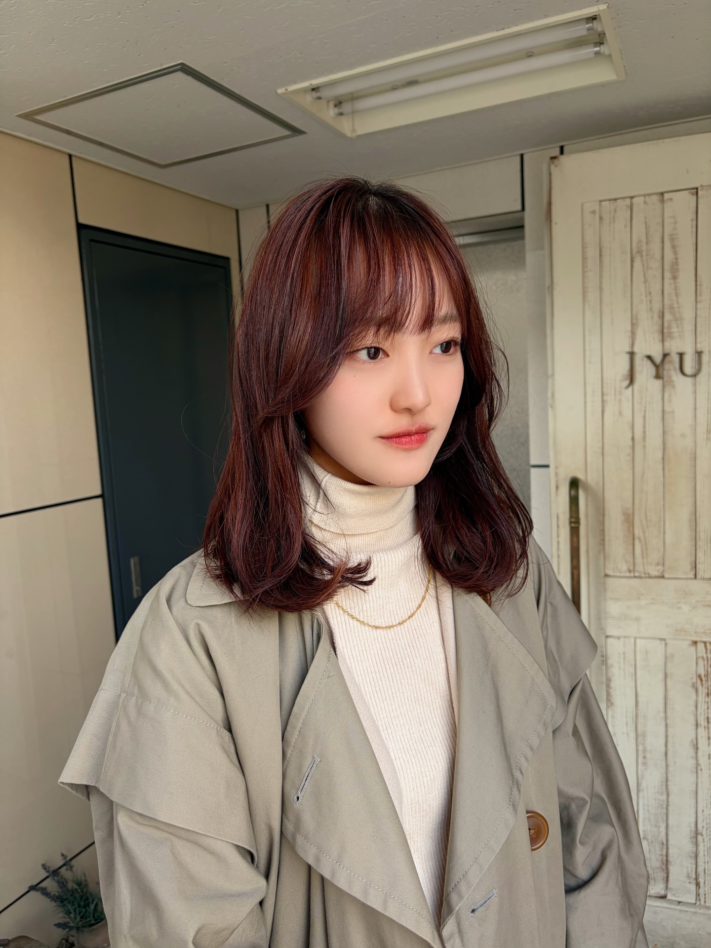 Chic Medium Cut with Subtle Layers and Soft Bangs