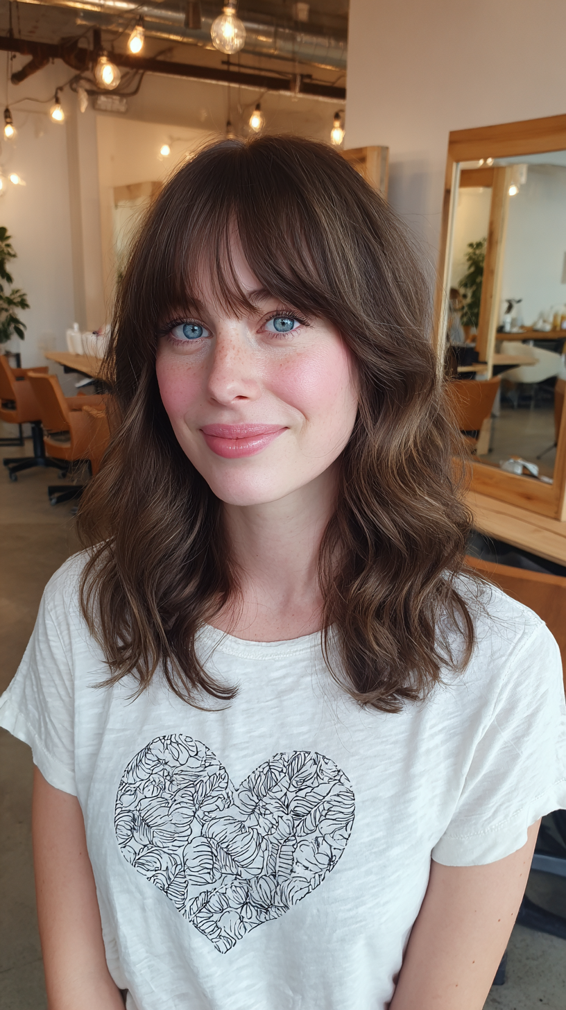 Chic Wavy Lob with Soft Bangs