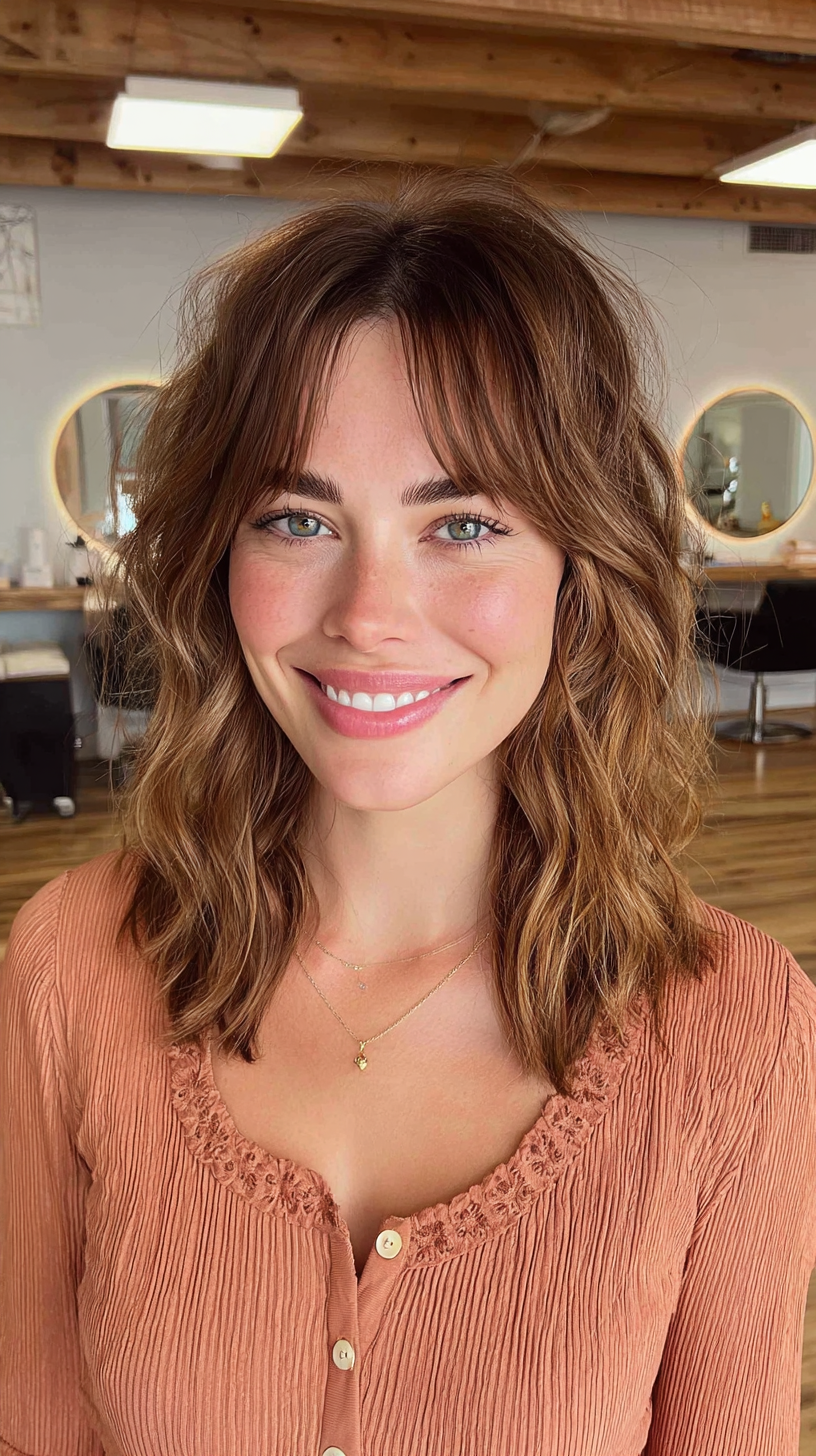 Effortlessly Textured Lob with Soft Bangs